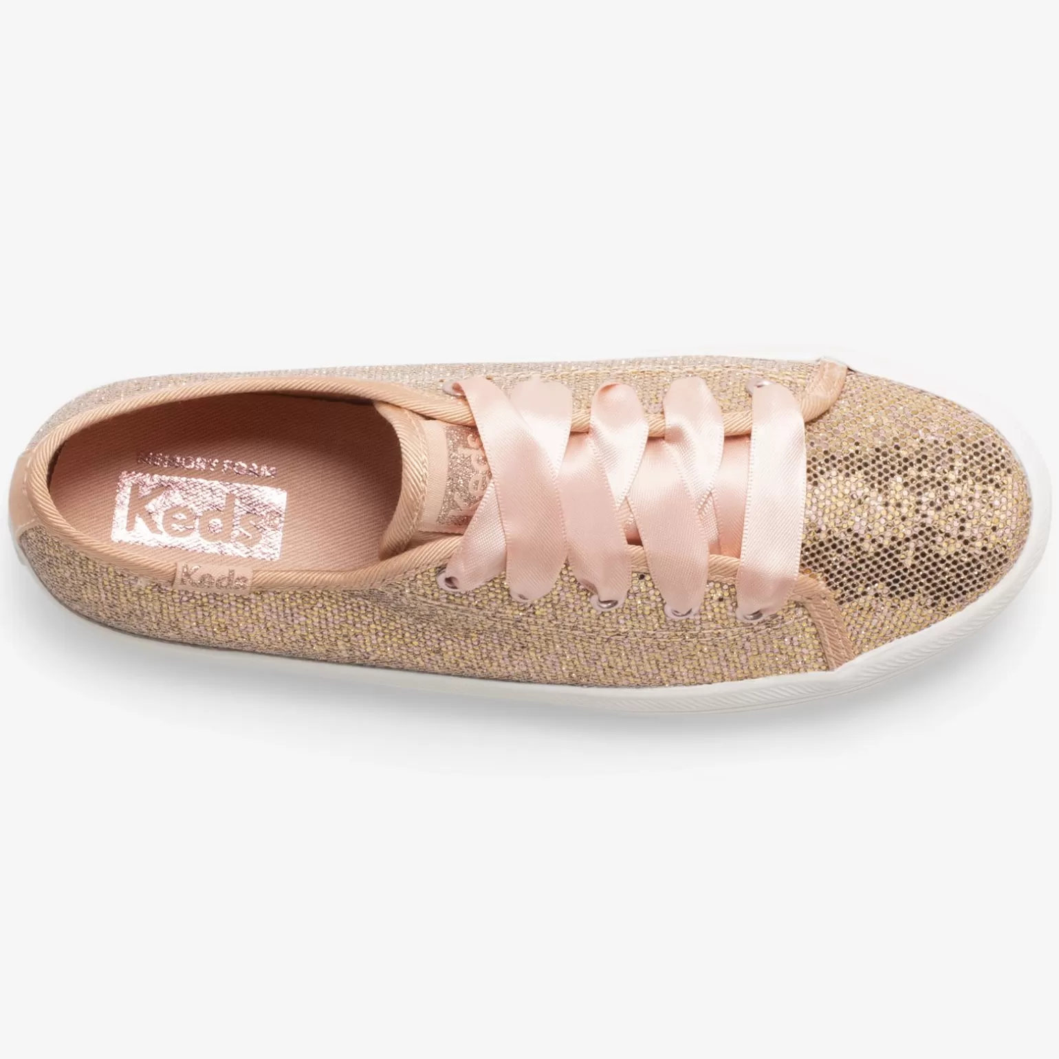 Keds Girls>Big Kid's Kickstart Celebrations Sneaker Rose Gold Sparkle