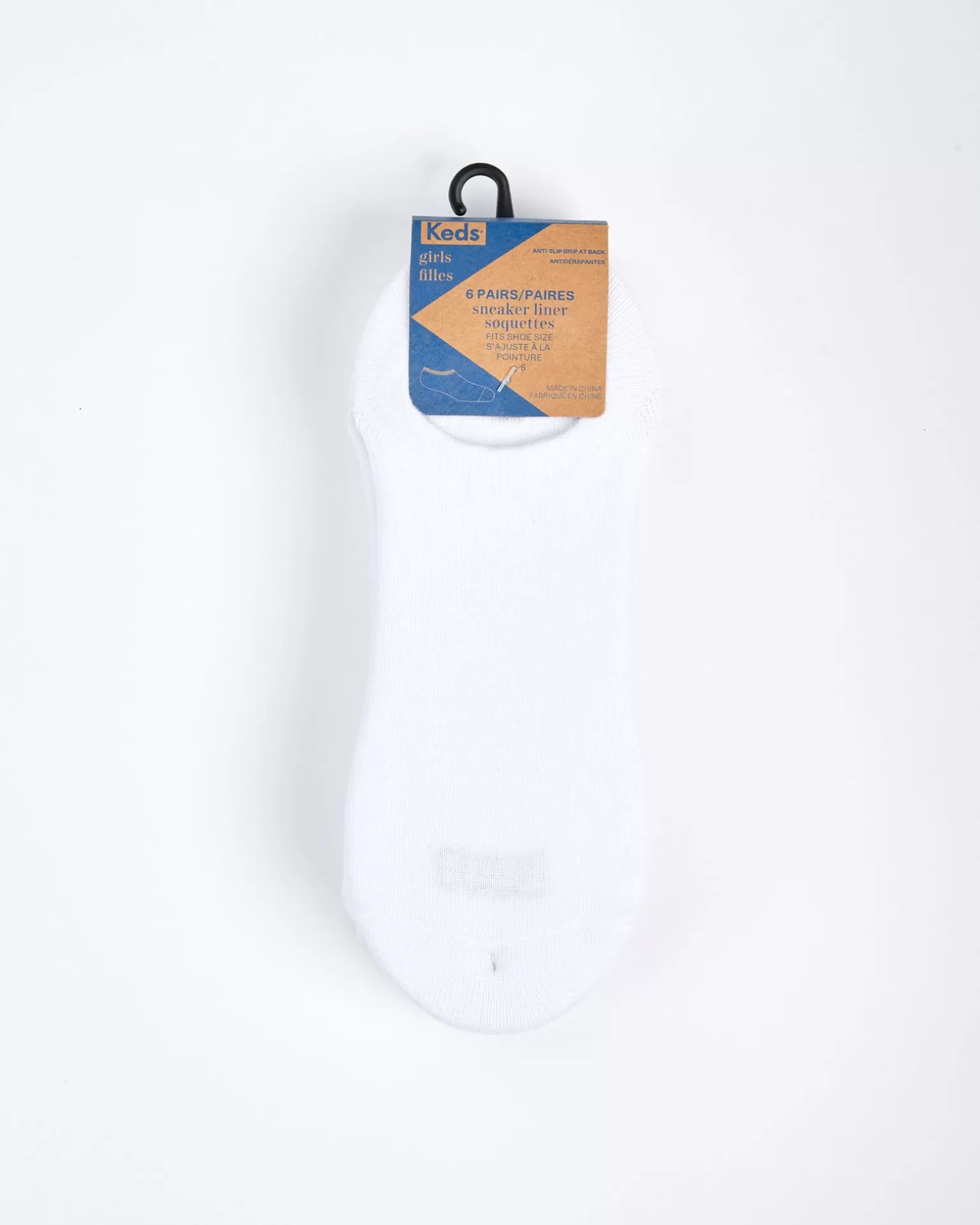 Keds Socks>Big Kid's Kids 6 Pk Basic Signature Liner White