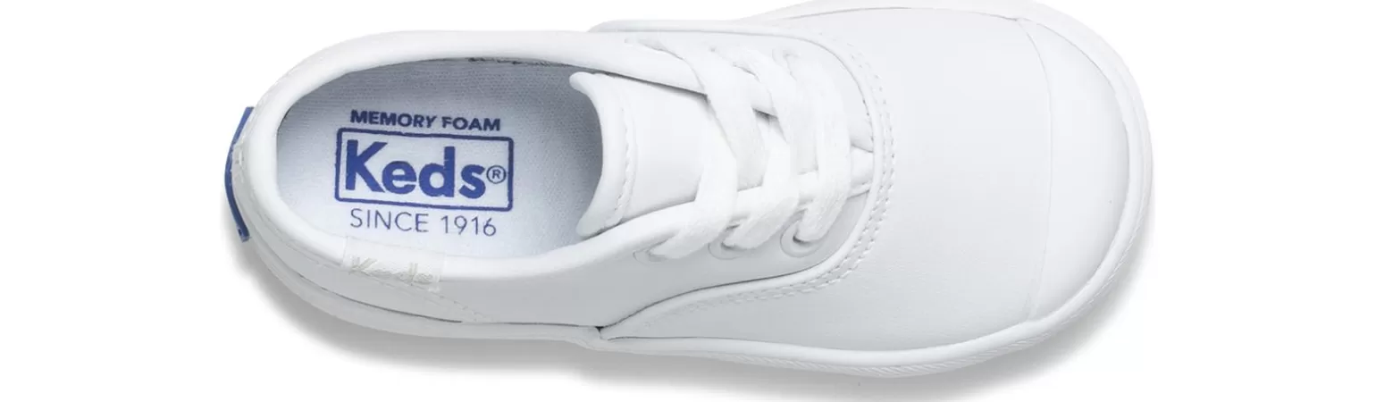 Keds Girls>Little Kid's Champion Toe Cap Sneaker White Leather