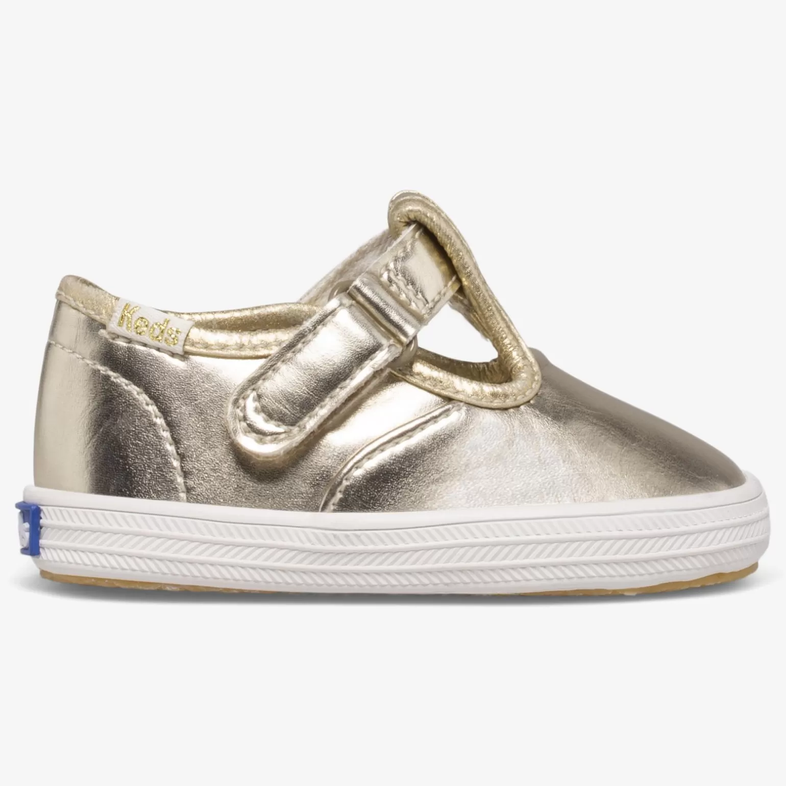 Keds Girls>Little Kid's Champion Toe Cap T-Strap Sneaker Champagne Metallic