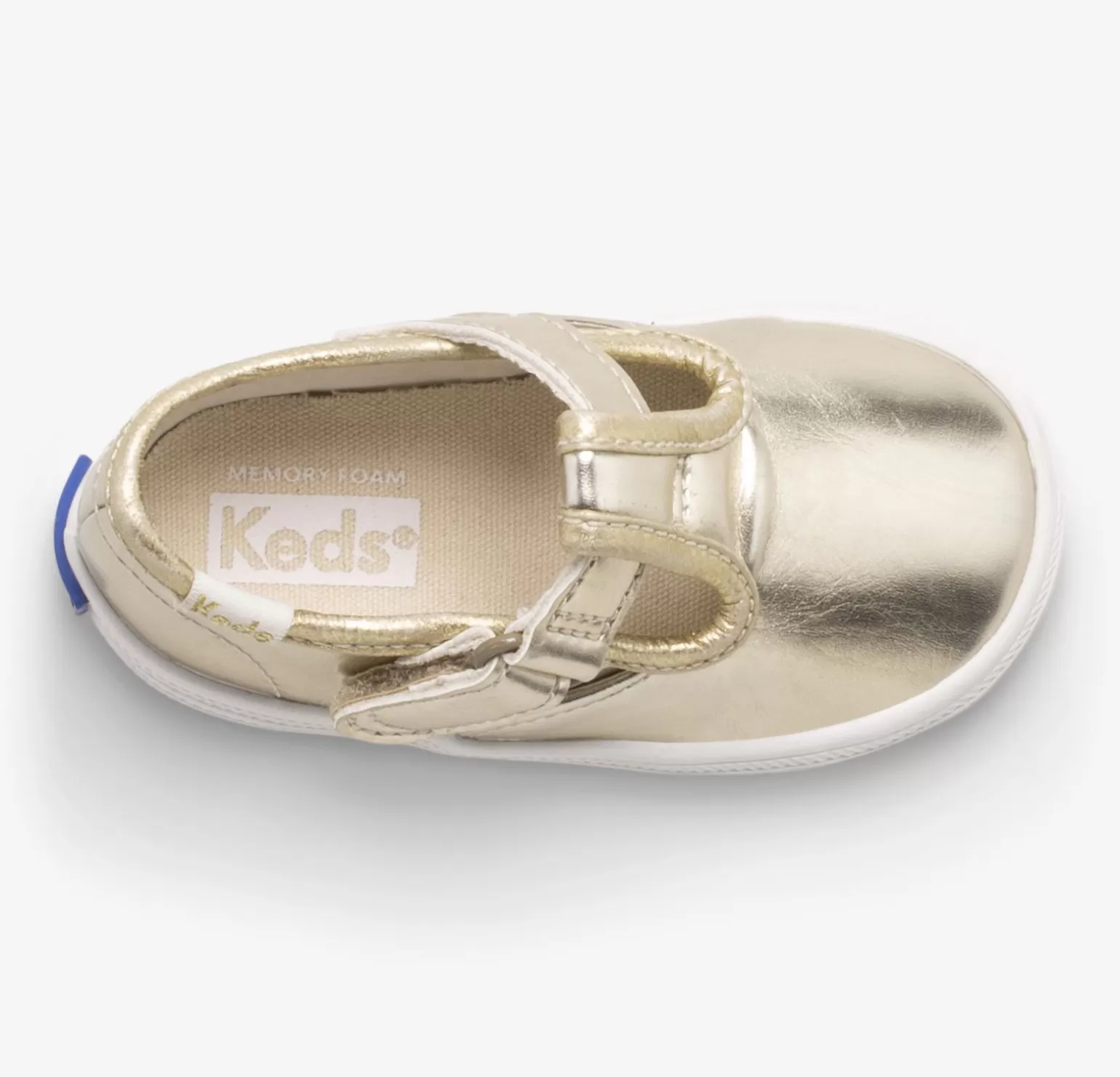 Keds Girls>Little Kid's Champion Toe Cap T-Strap Sneaker Champagne Metallic