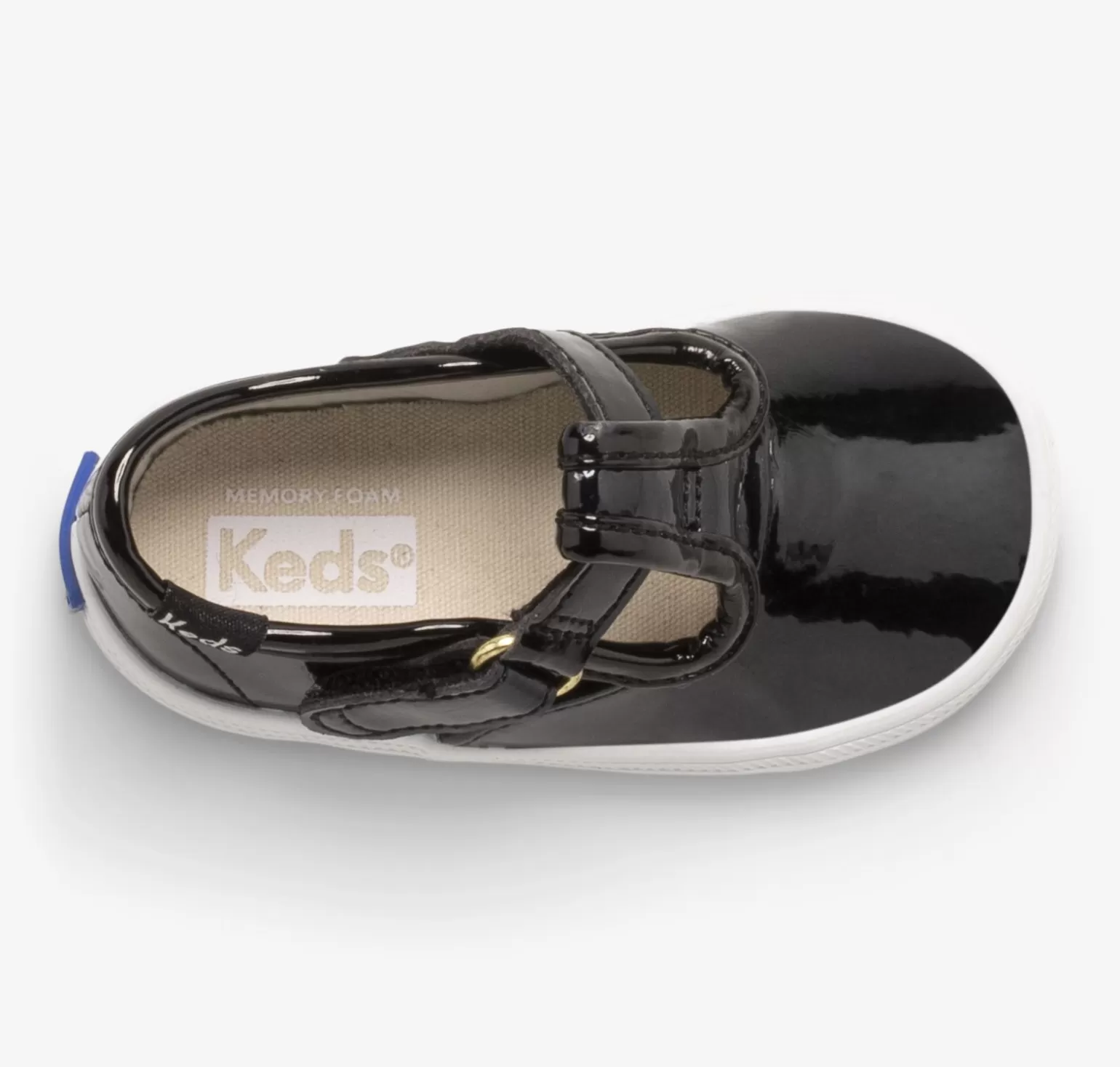 Keds Girls>Little Kid's Champion Toe Cap T-Strap Sneaker Black Patent