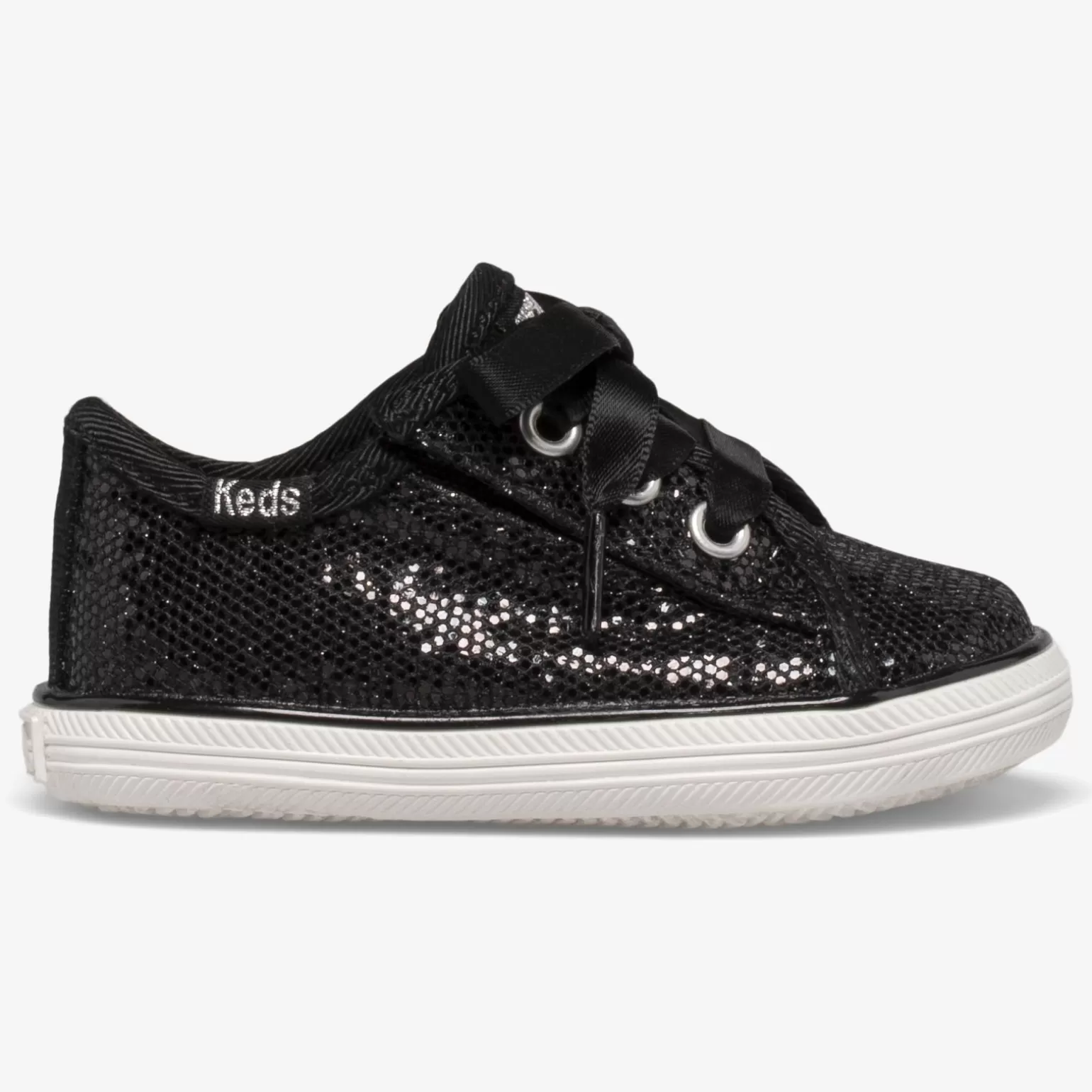 Keds Girls>Little Kid's Kickstart Crib Celebrations Sneaker Black Sparkle