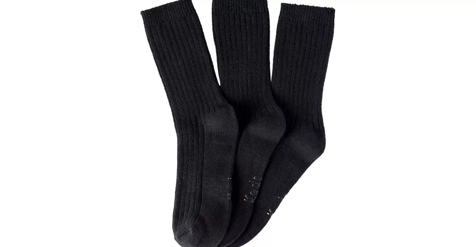 Keds Socks>Women's 3 Pk Crew Boot Socks Black