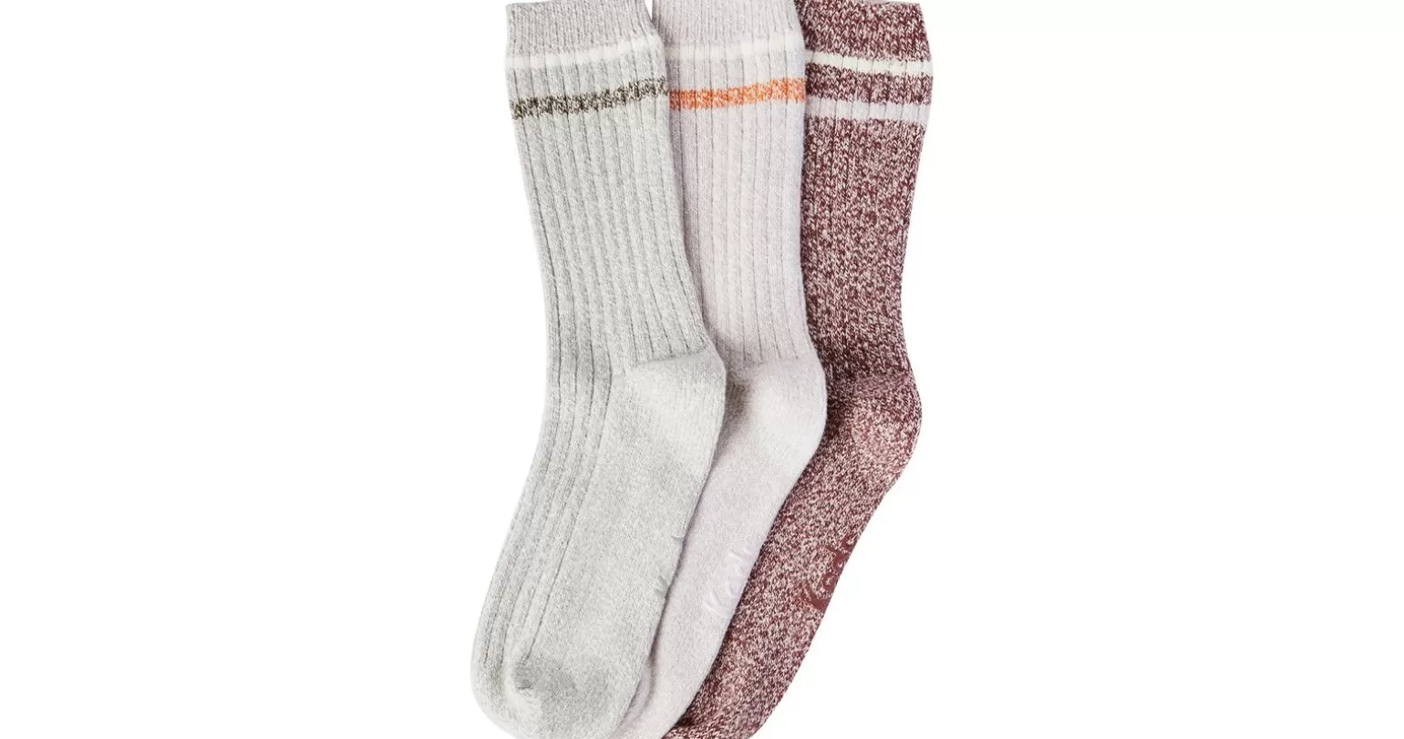 Keds Socks>Women's 3 Pk Crew Boot Socks Mauve Asst