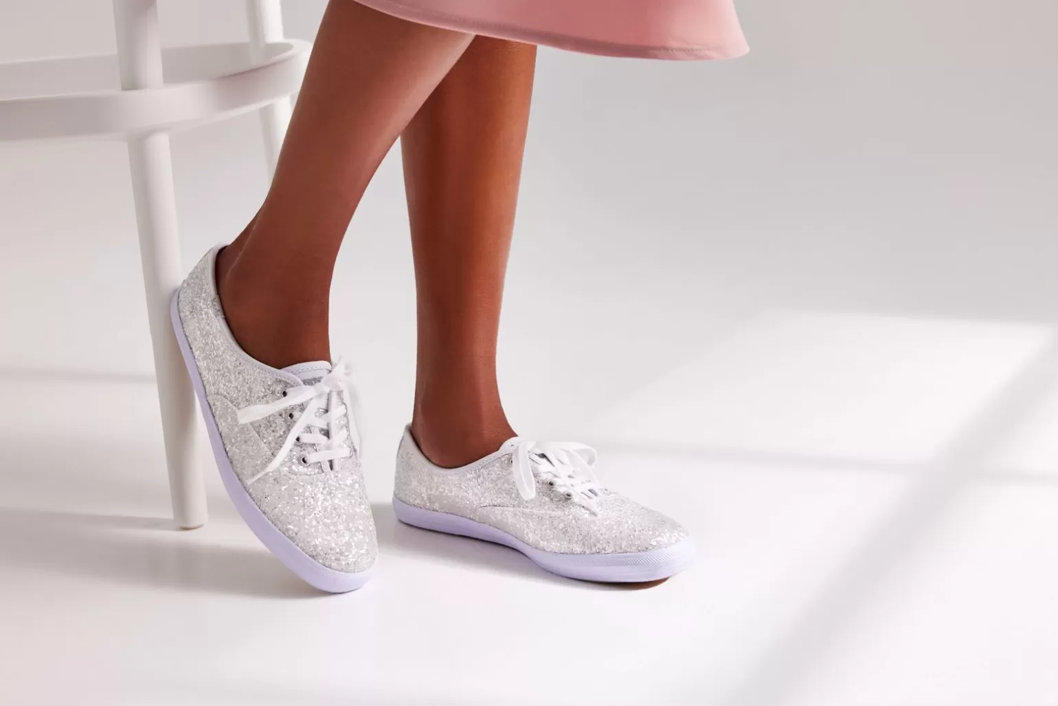 Keds Lace Ups>Women's Champion Glitter Celebration Sneaker Cream