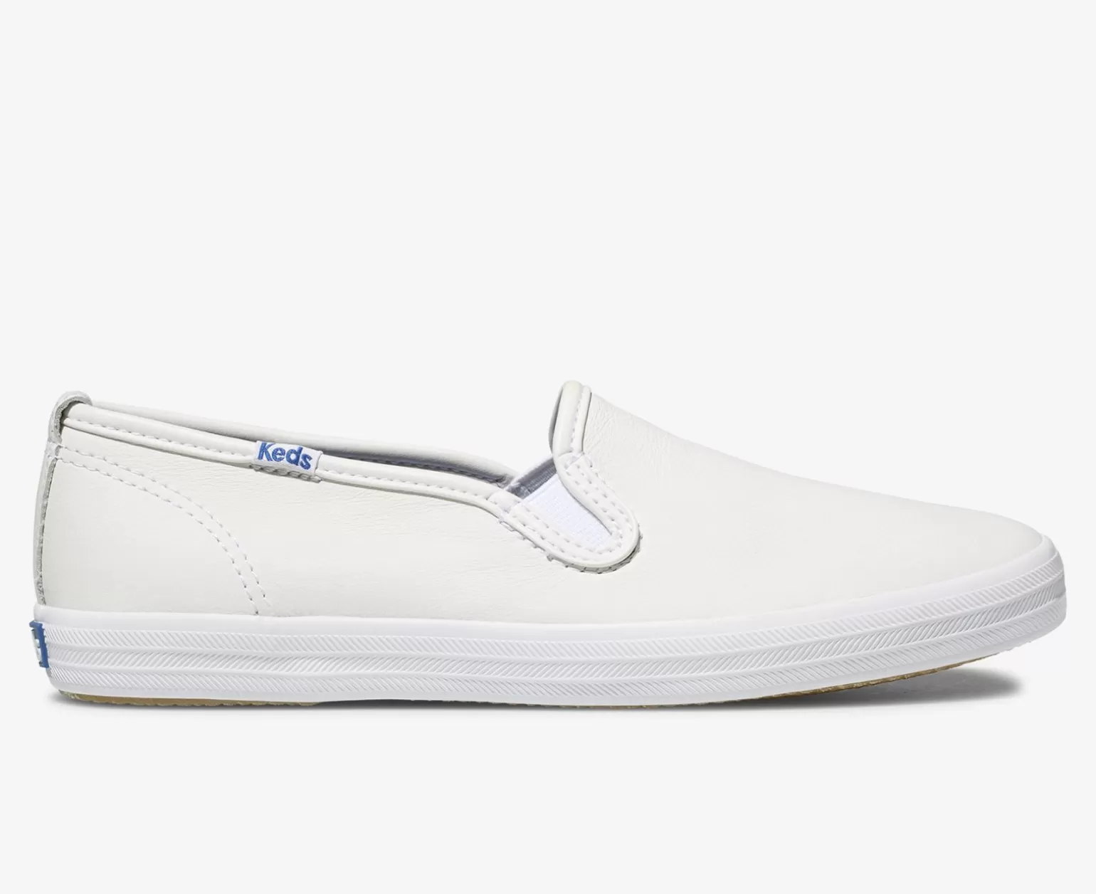 Keds Leather>Women's Champion Leather Slip On Sneaker White