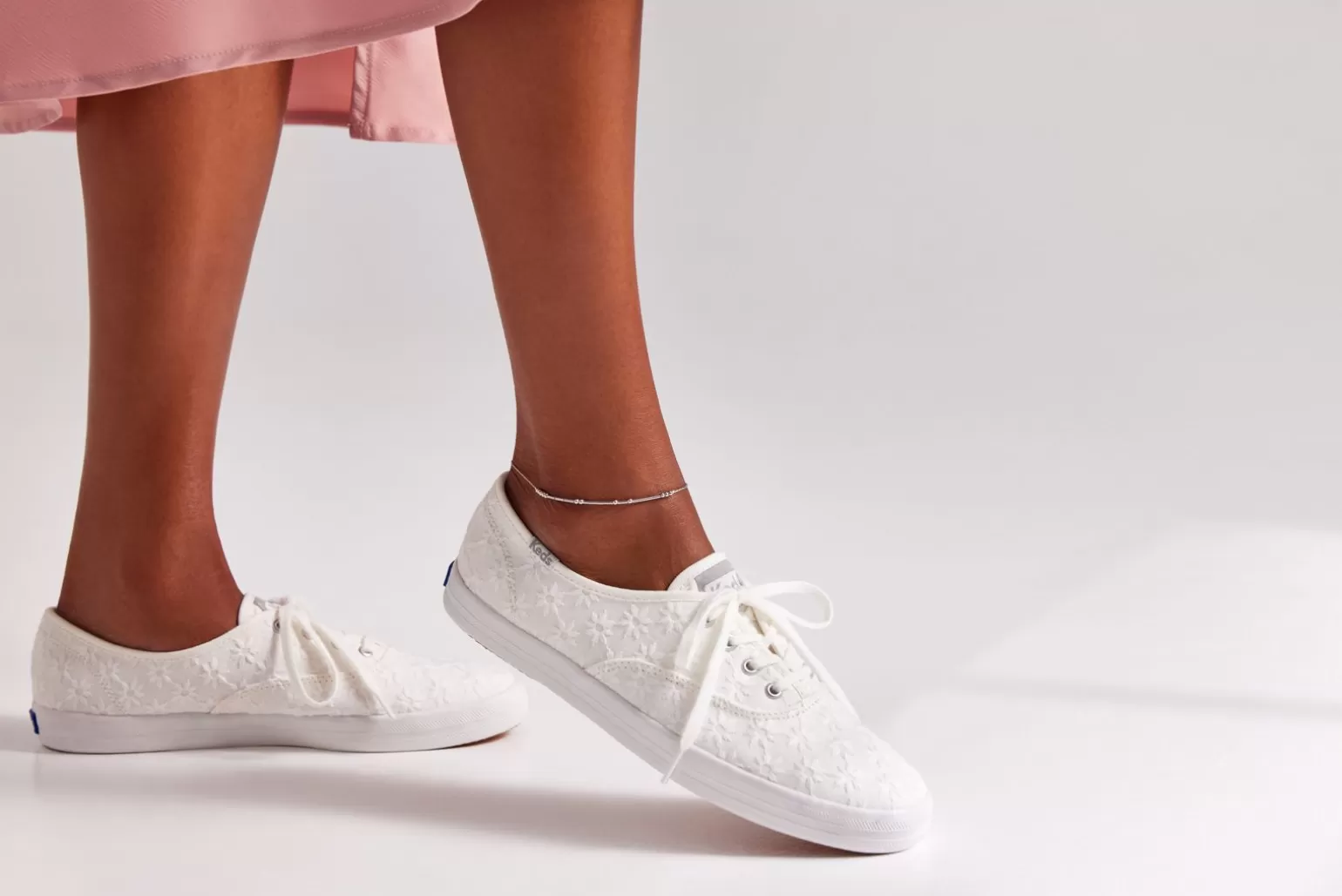 Keds Lace Ups>Women's Champion Starburst Eyelet Sneaker White