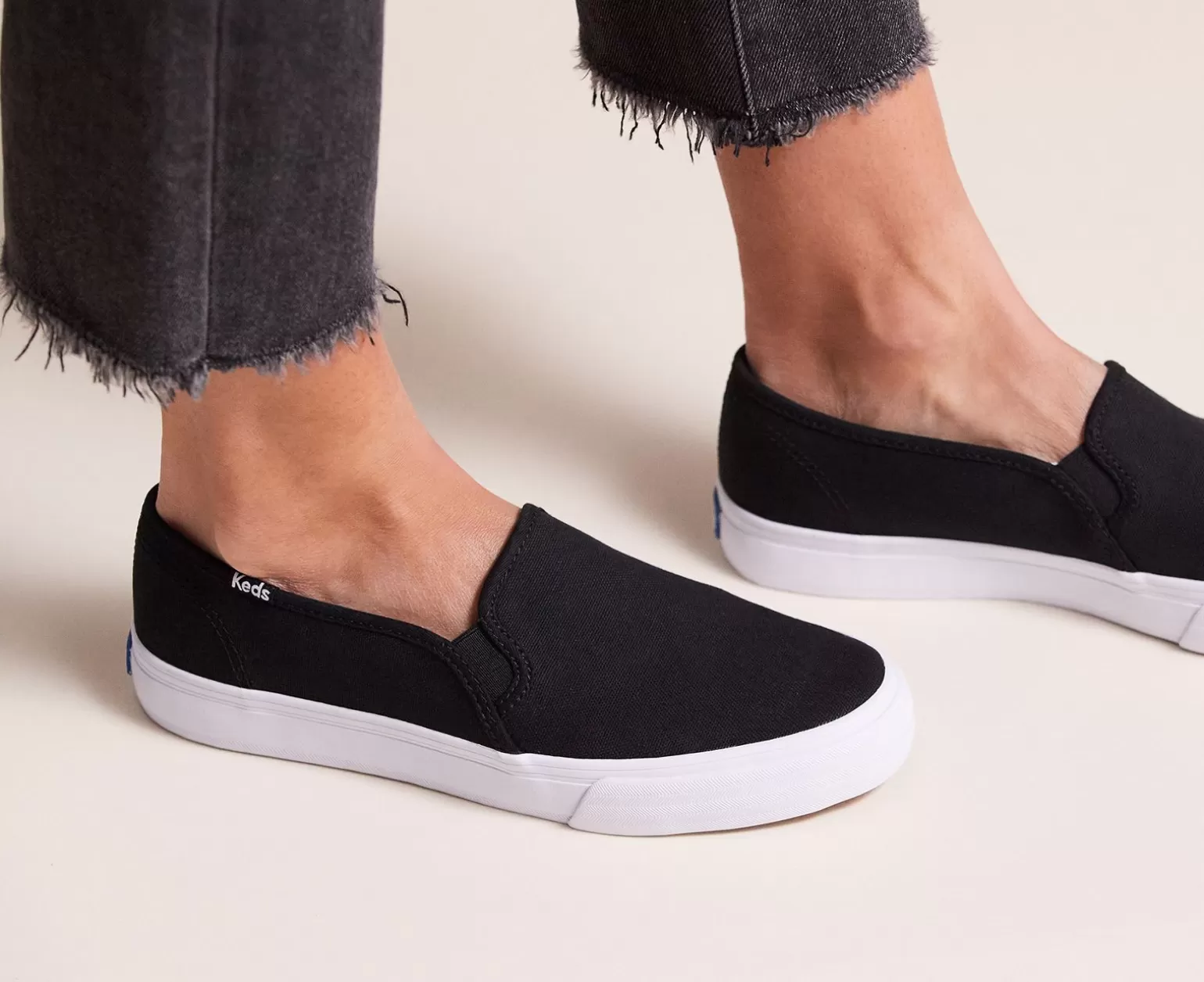 Keds Slip Ons>Women's Double Decker Canvas Slip On Sneaker Black