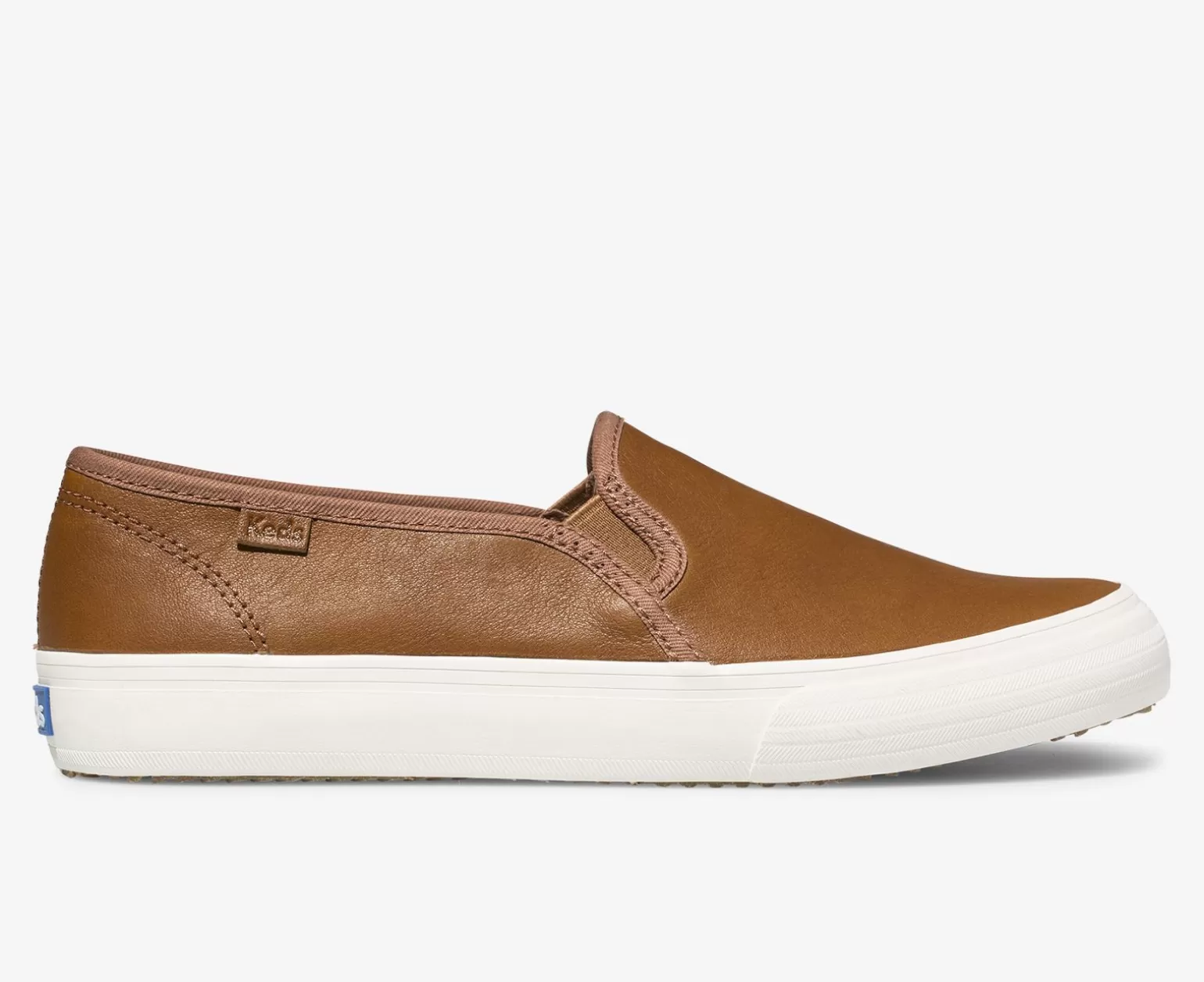 Keds Leather>Women's Double Decker Leather Slip On Sneaker Cognac