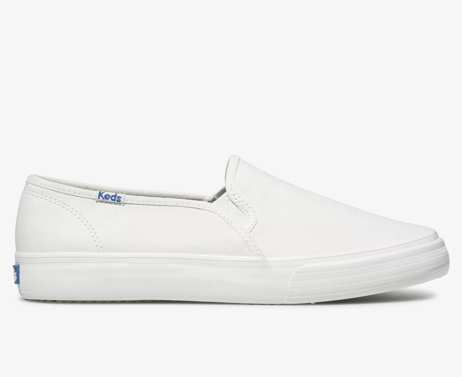 Keds Leather>Women's Double Decker Leather Slip On Sneaker White