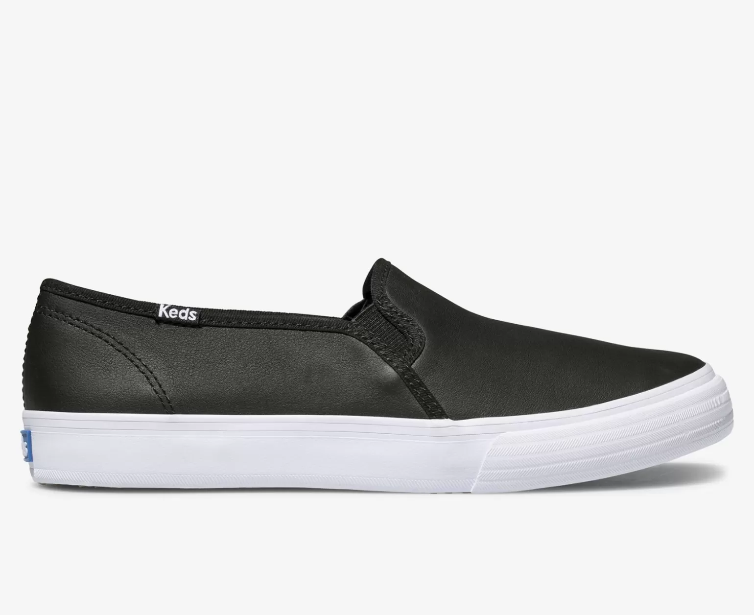 Keds Leather>Women's Double Decker Leather Slip On Sneaker Black