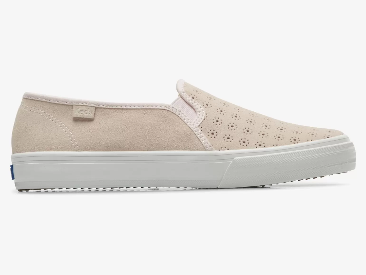 Keds Slip Ons>Women's Double Decker Perf Suede Slip On Sneaker Light Pink