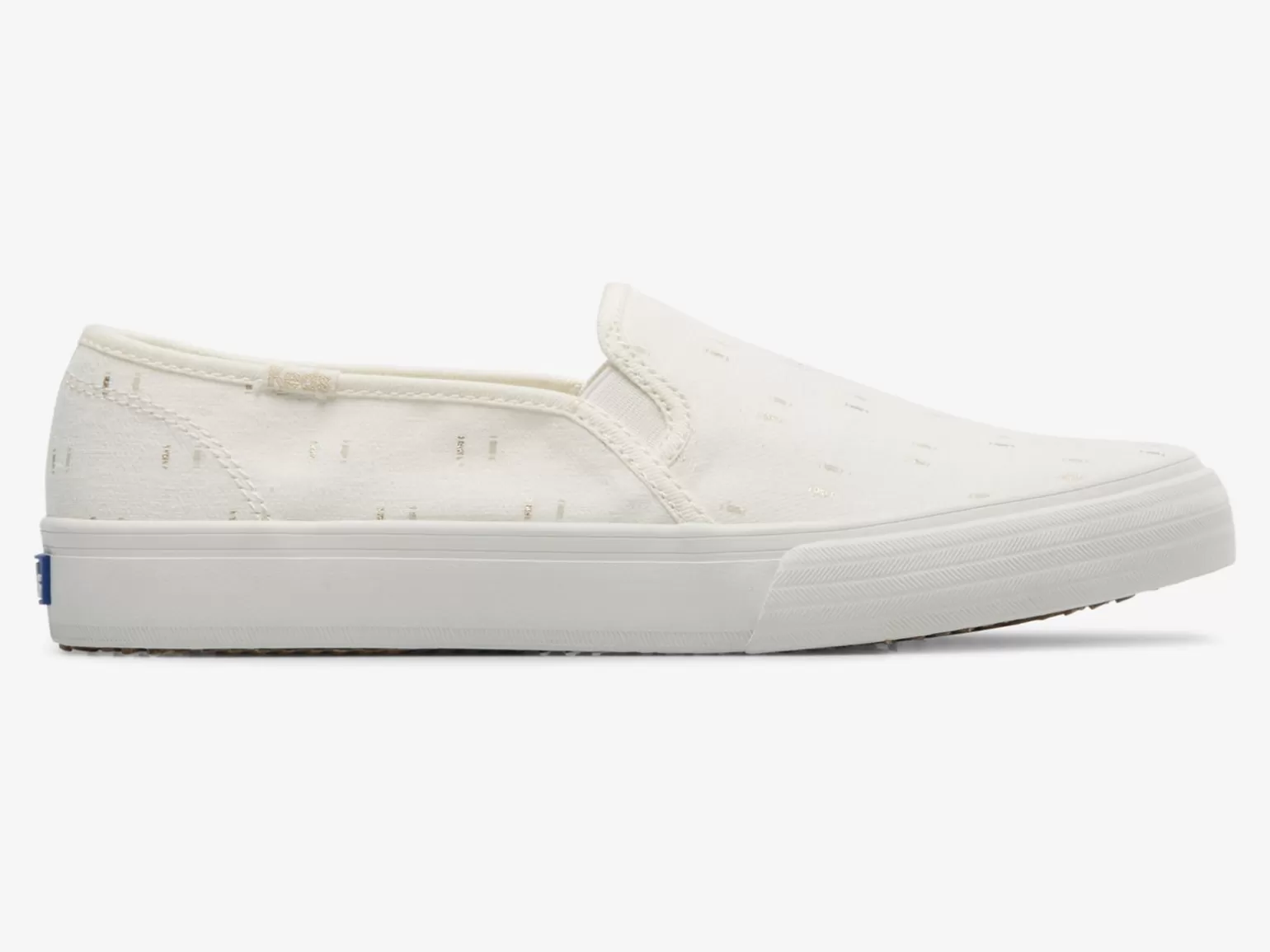 Keds Slip Ons>Women's Double Decker Textile Slip On Sneaker Off White Gold