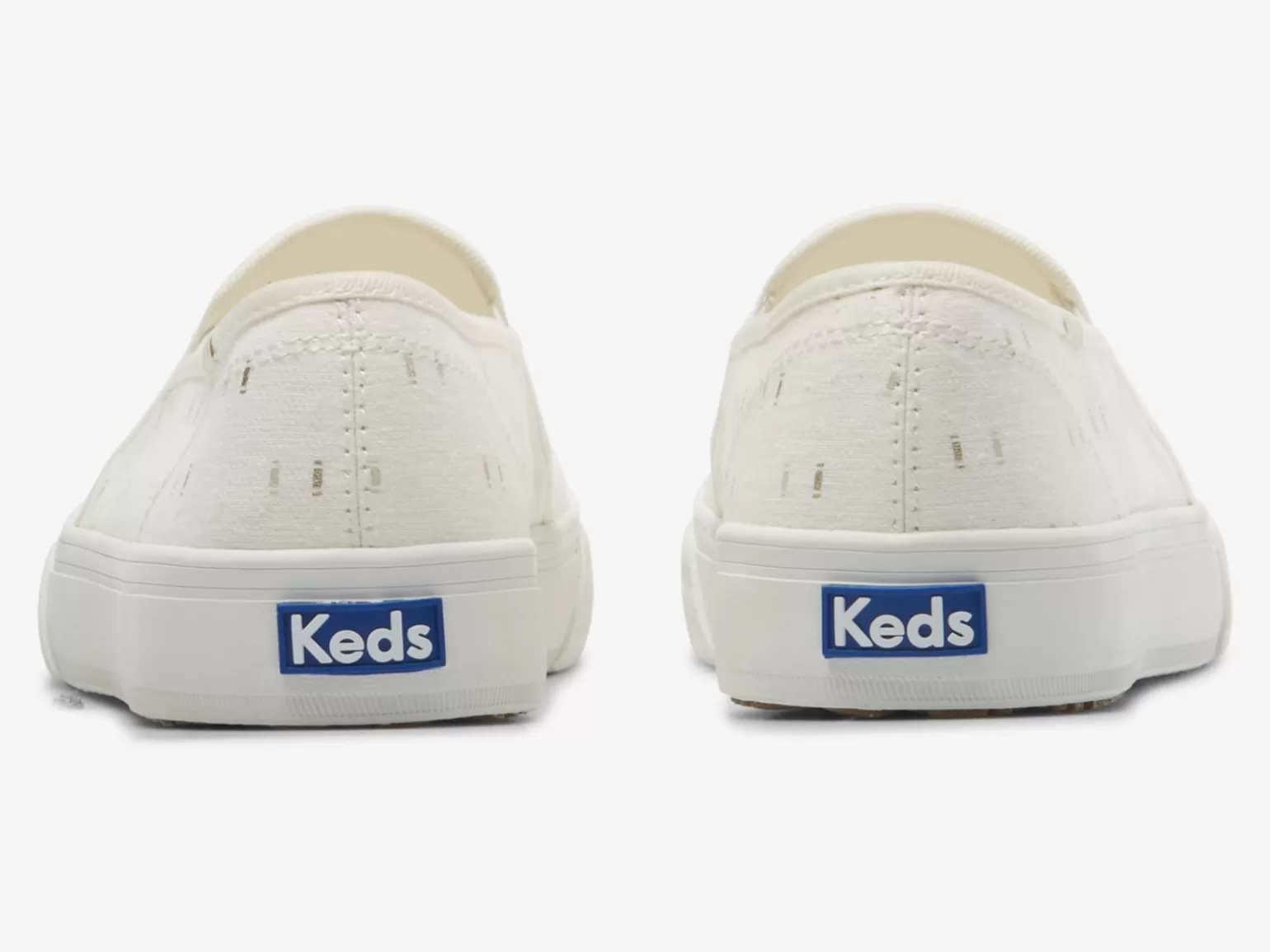 Keds Slip Ons>Women's Double Decker Textile Slip On Sneaker Off White Gold