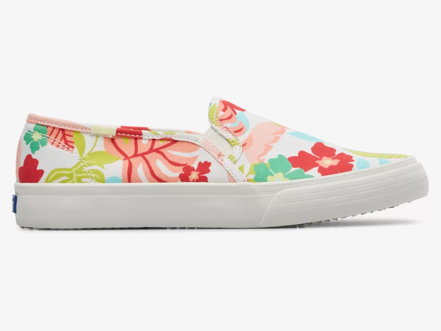 Keds Slip Ons>Women's Double Decker Tropical Print Slip On Sneaker White Coral