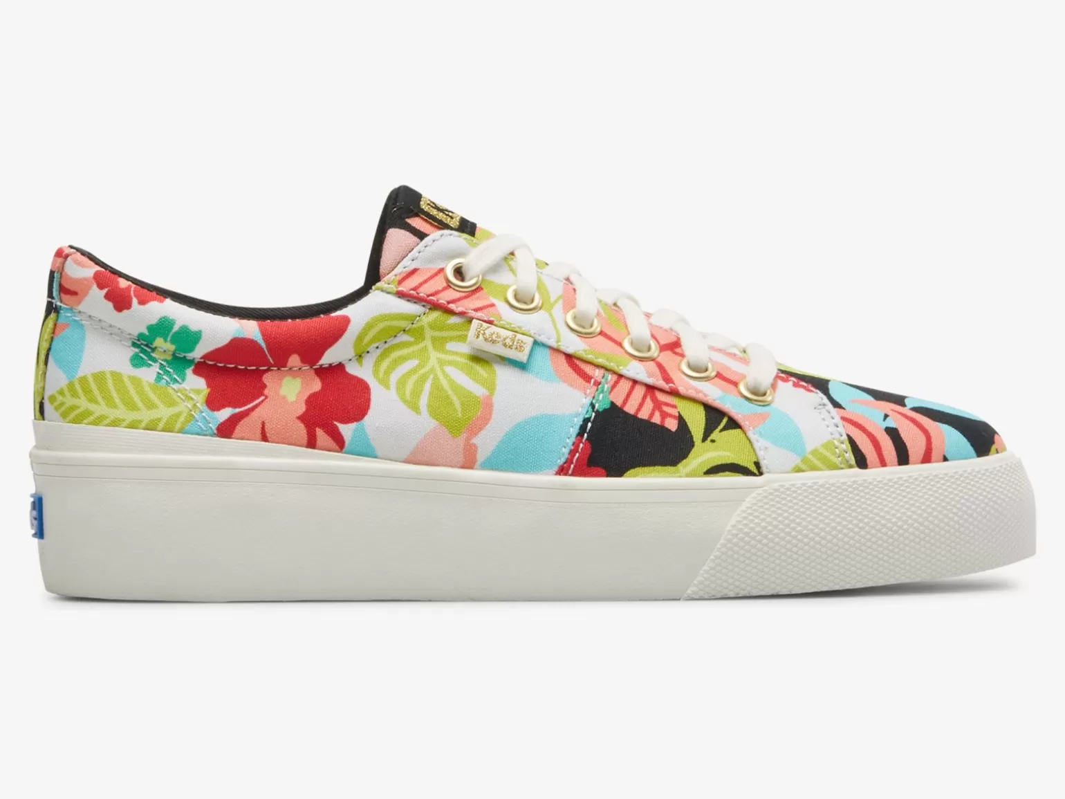 Keds Platforms>Women's Jump Kick Duo Tropical Print Sneaker Black Coral