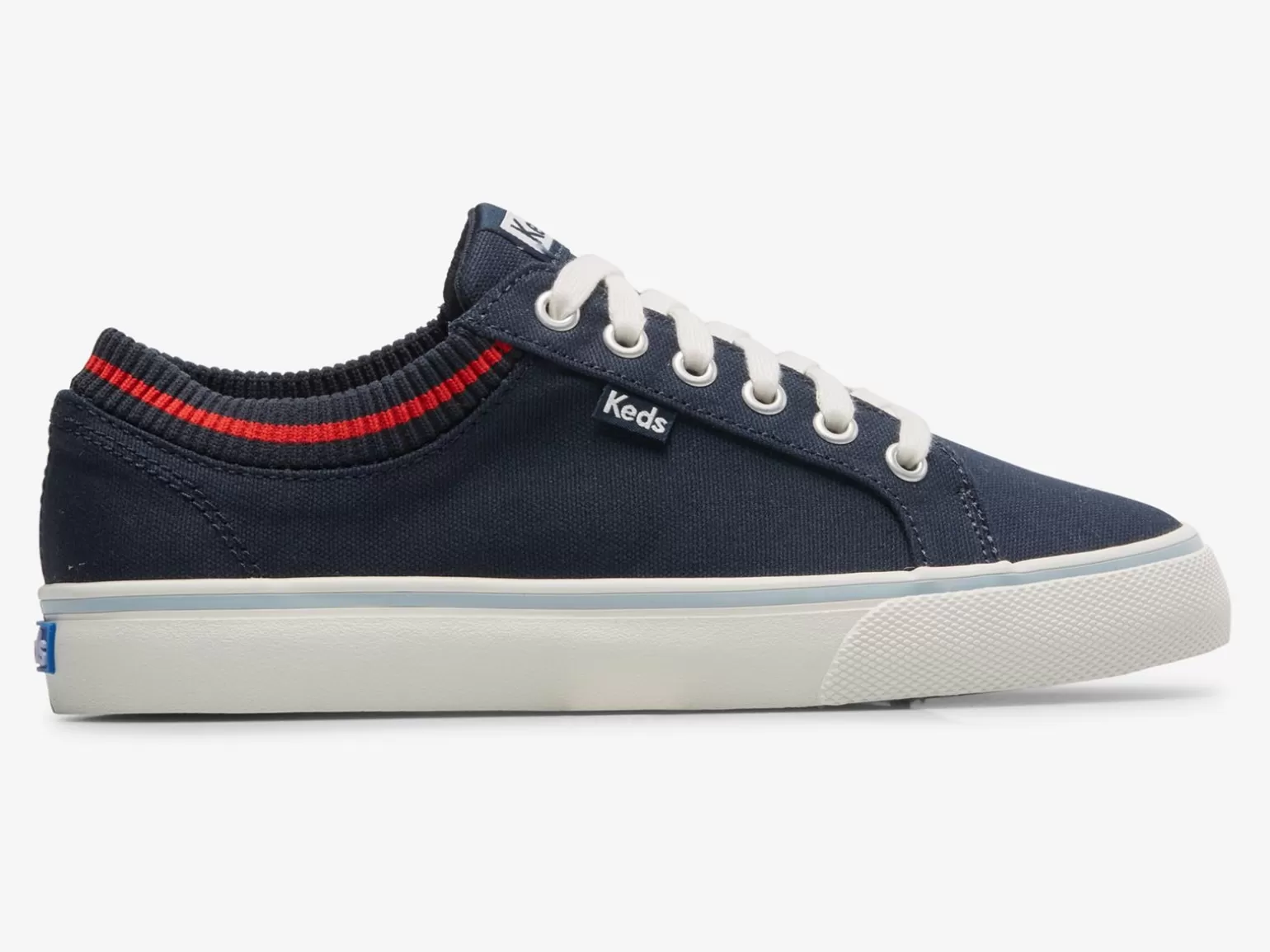 Keds Lace Ups>Women's Jump Kick Rib Knit Collar Sneaker Navy Red