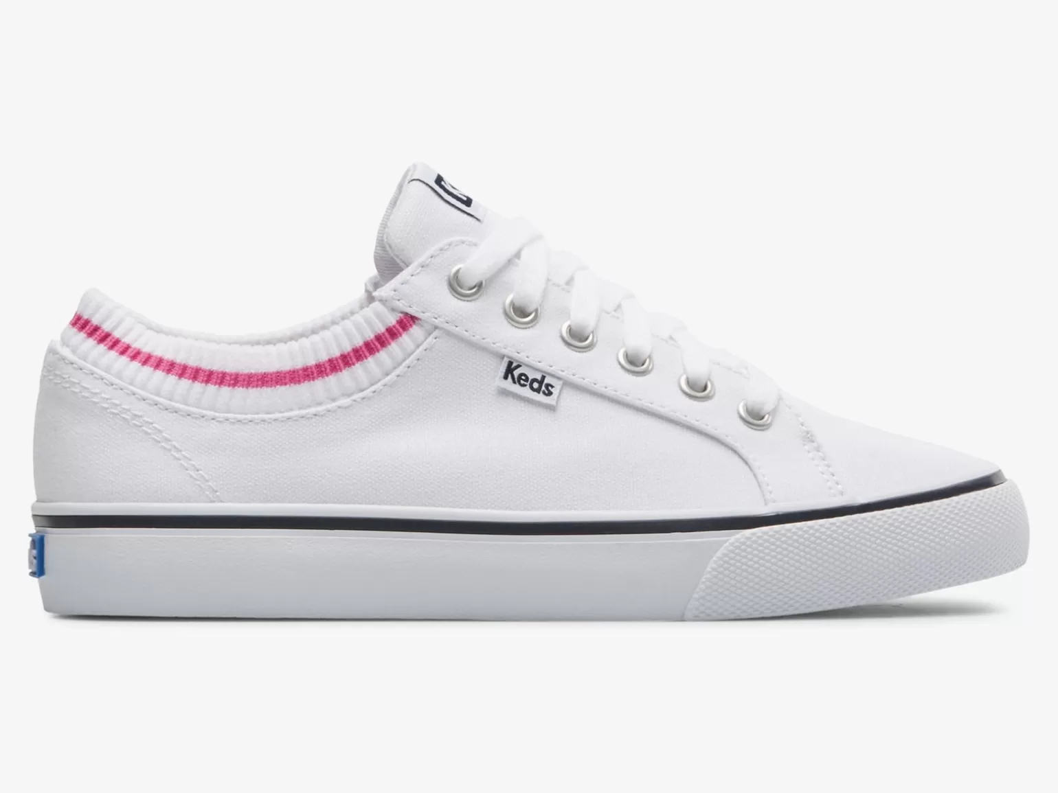 Keds Lace Ups>Women's Jump Kick Rib Knit Collar Sneaker White Pink