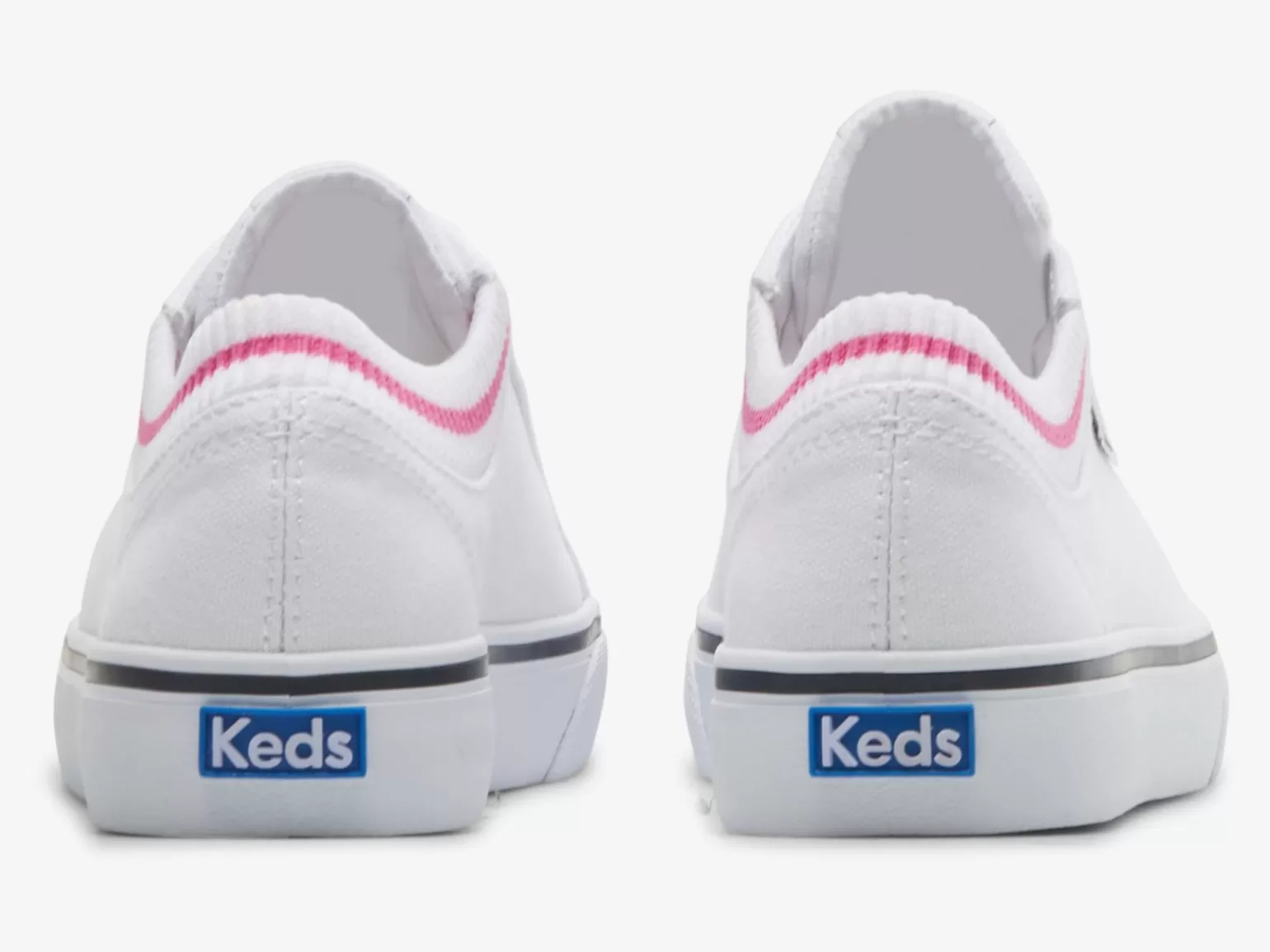 Keds Lace Ups>Women's Jump Kick Rib Knit Collar Sneaker White Pink