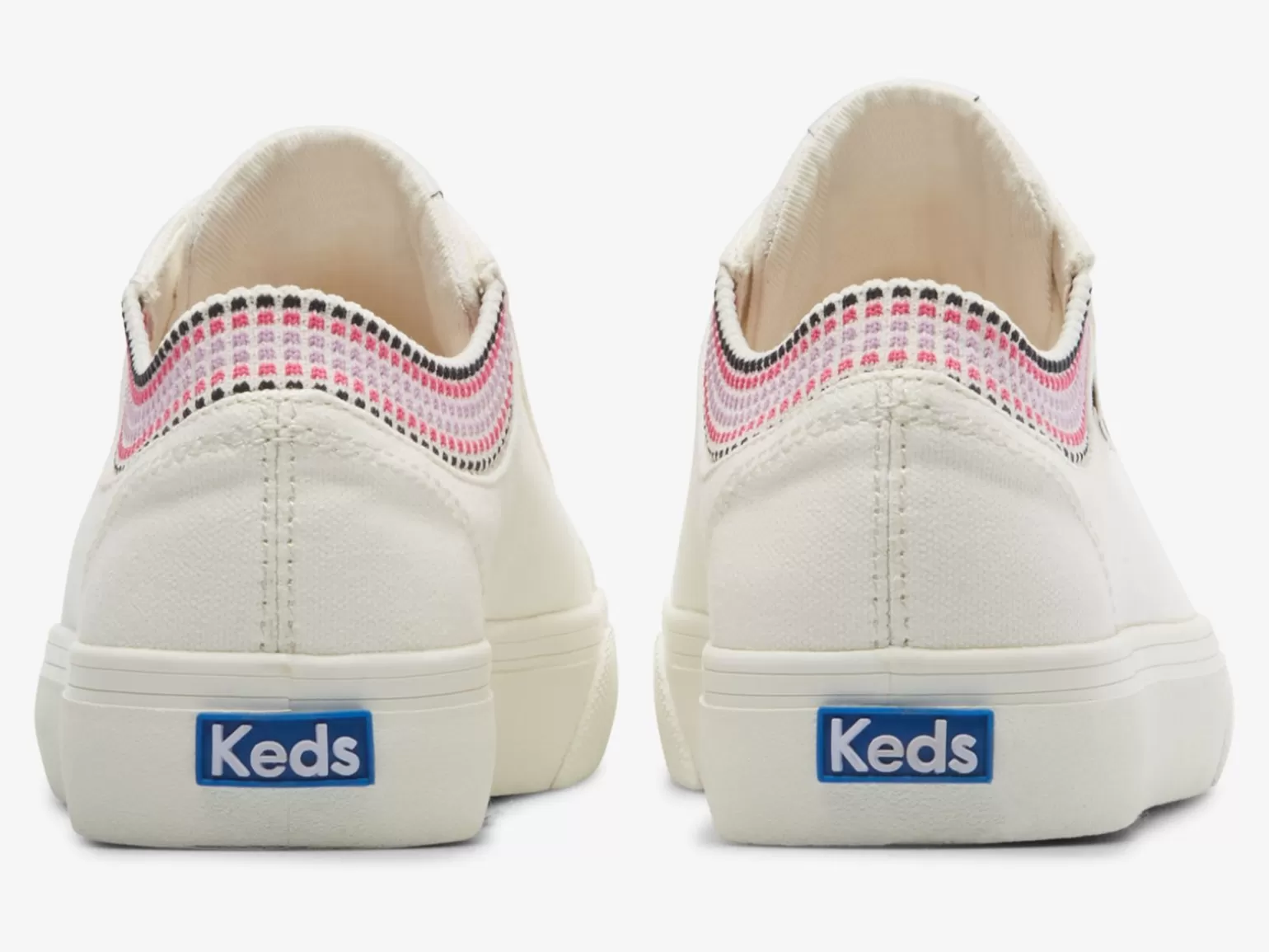 Keds Lace Ups>Women's Jump Kick Rib Knit Collar Squares Sneaker White Multi