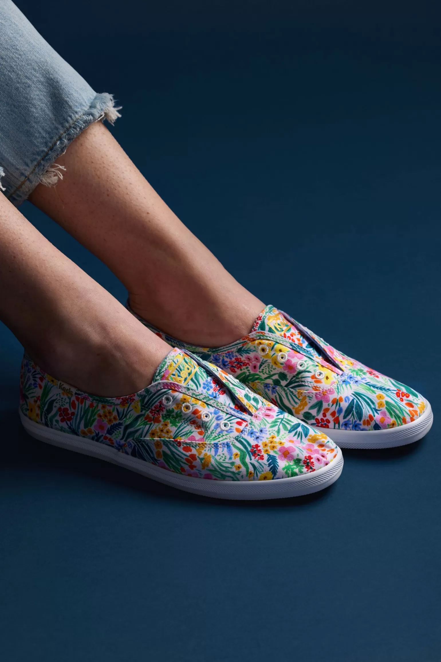 Keds Slip Ons>Women's X Rifle Paper Co. Chillax Lea Slip On Sneaker White Multi
