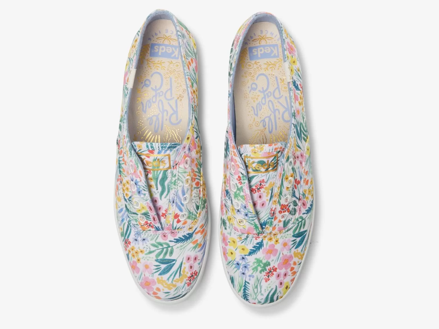 Keds Slip Ons>Women's X Rifle Paper Co. Chillax Lea Slip On Sneaker White Multi