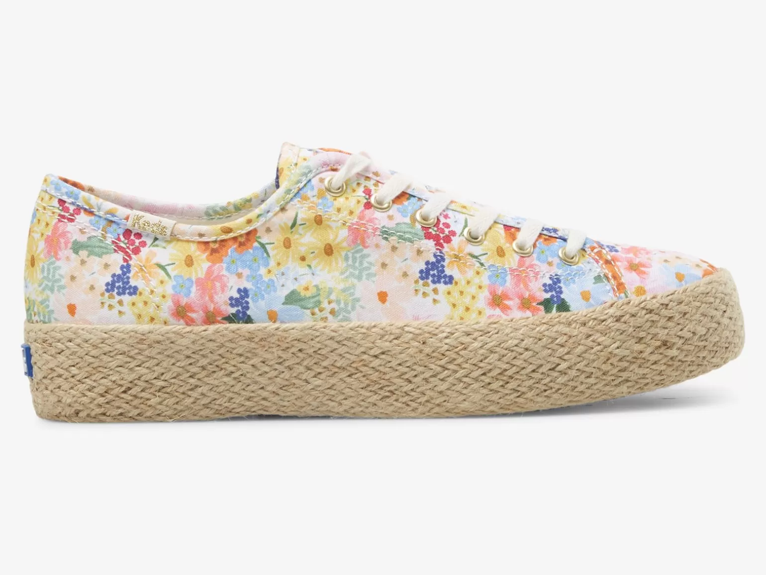 Keds Platforms>Women's X Rifle Paper Co. Triple Kick Jute Margaux White Multi