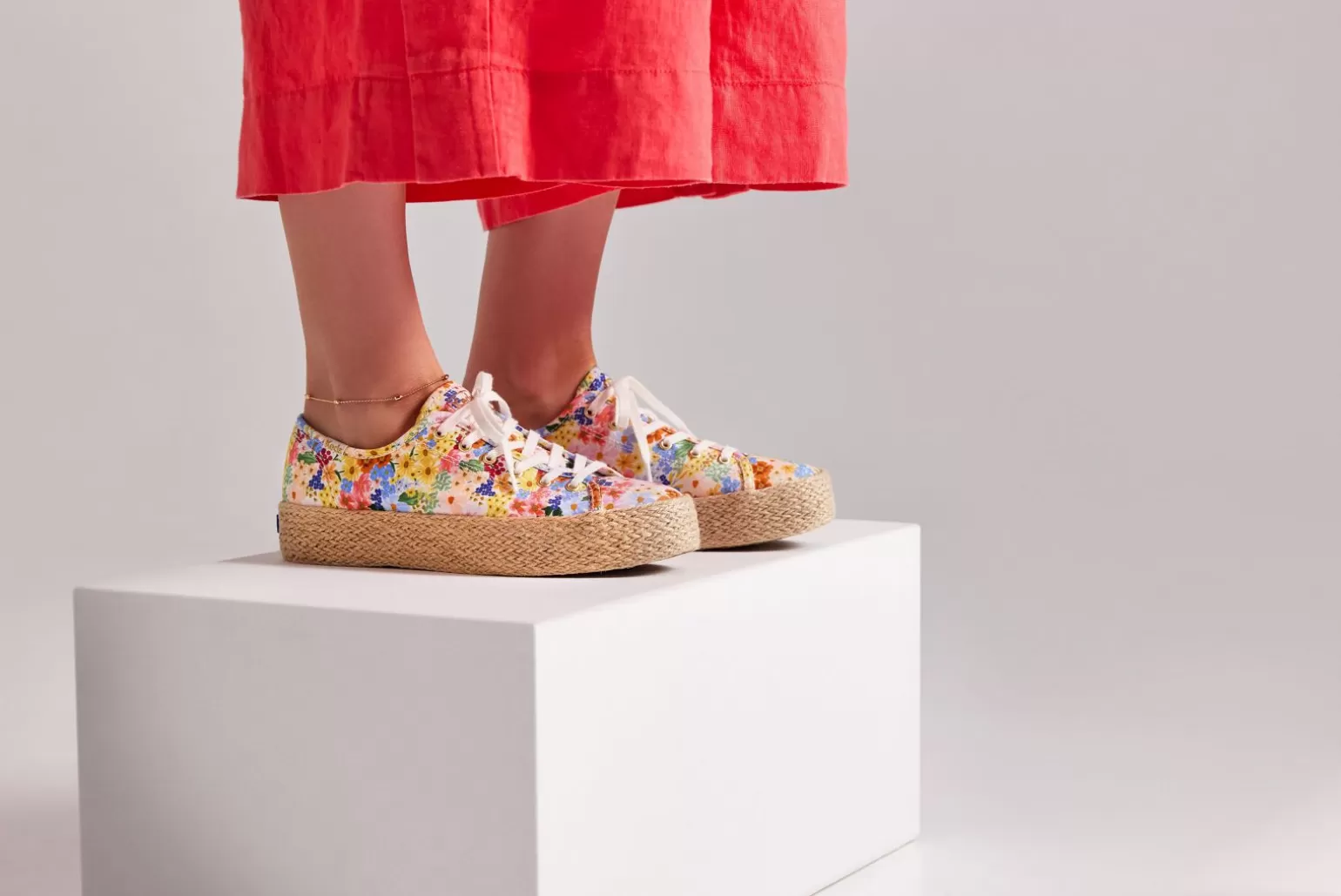 Keds Platforms>Women's X Rifle Paper Co. Triple Kick Jute Margaux White Multi