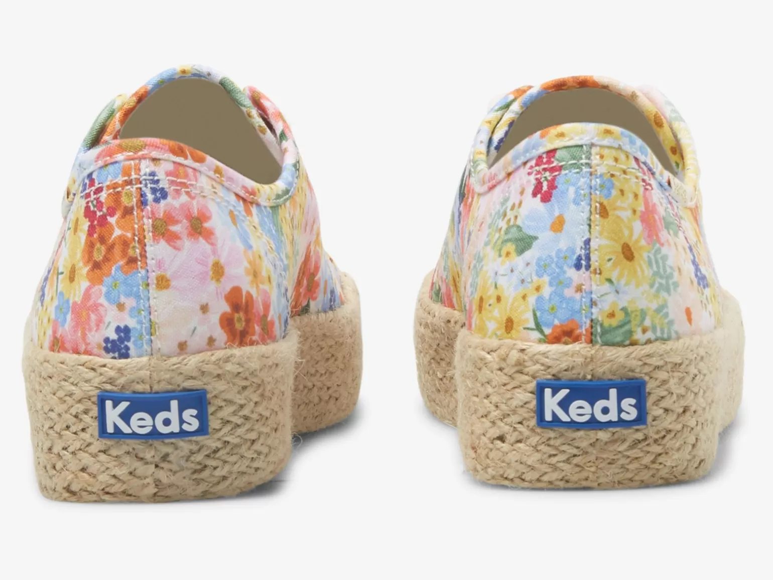 Keds Platforms>Women's X Rifle Paper Co. Triple Kick Jute Margaux White Multi