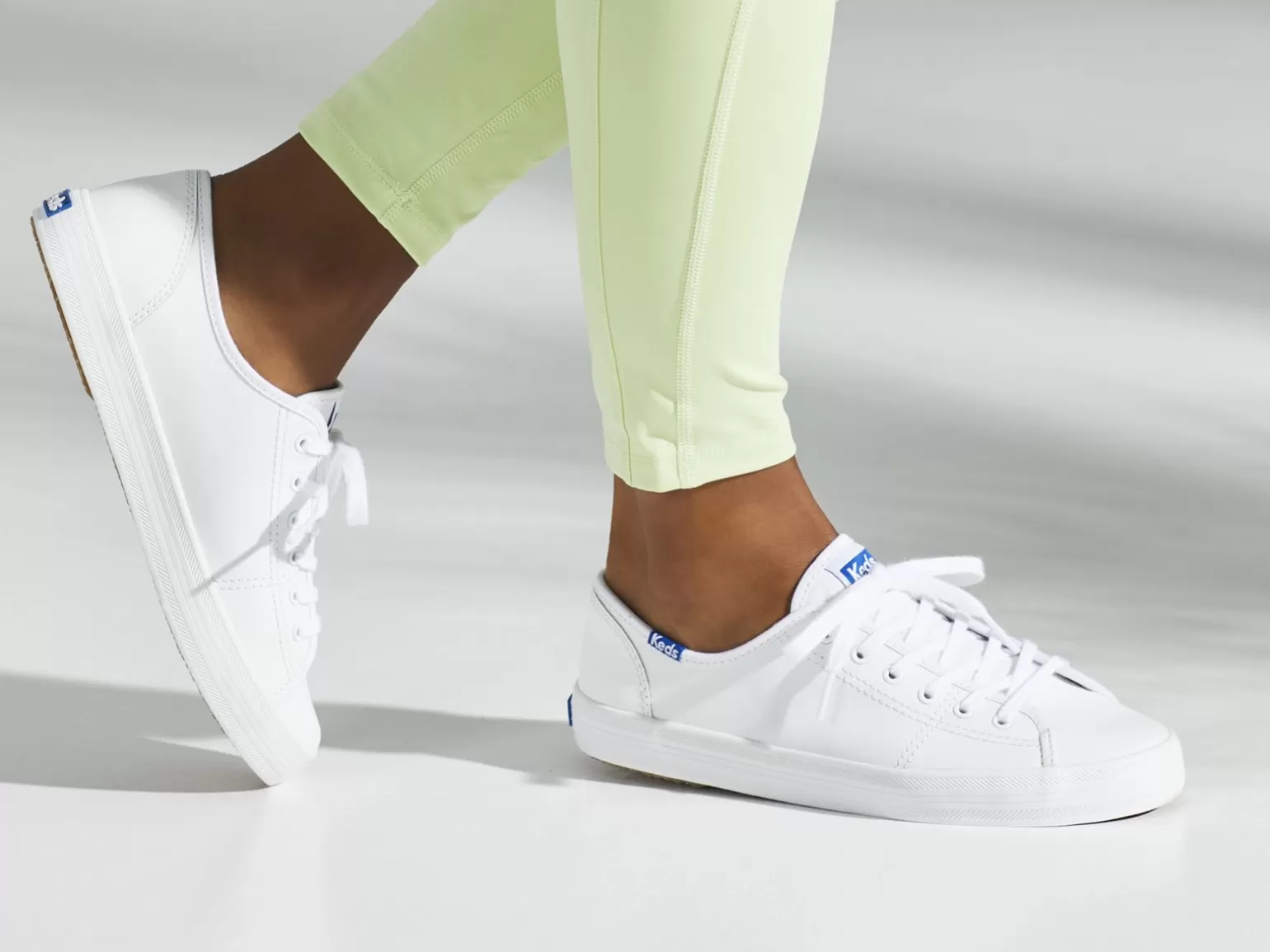 Keds Leather>Women's Kickstart Leather Sneaker White/Blue