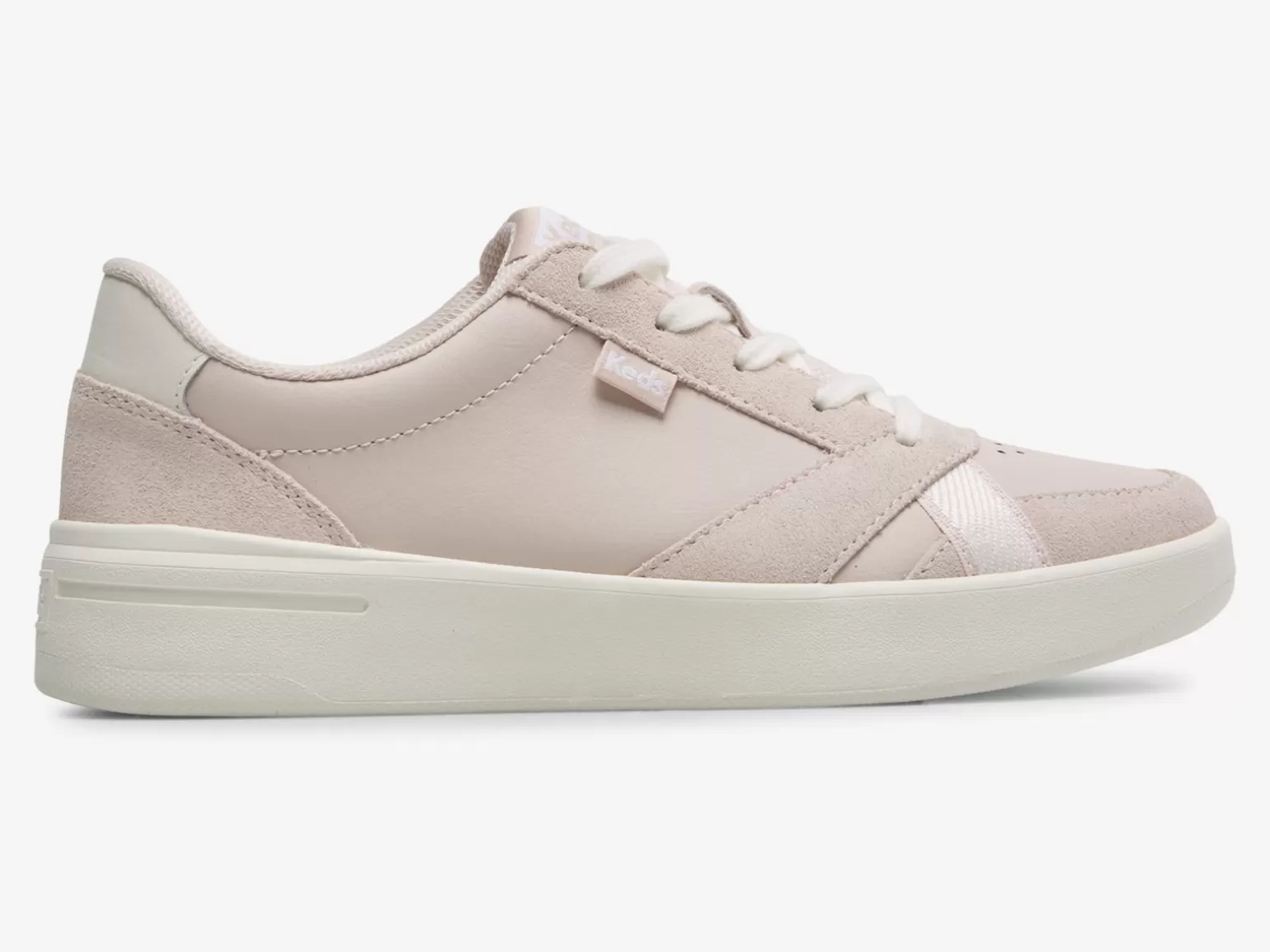 Keds Lace Ups>Women's The Court Leather/Suede Sneaker Light Pink White