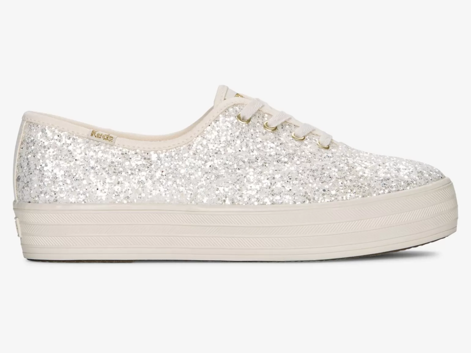 Keds Platforms>Women's The Platform Glitter Celebration Sneaker Cream