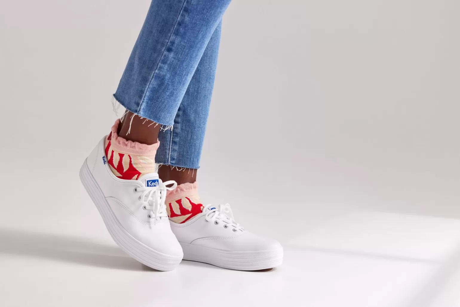 Keds Platforms>Women's The Platform Leather Sneaker White