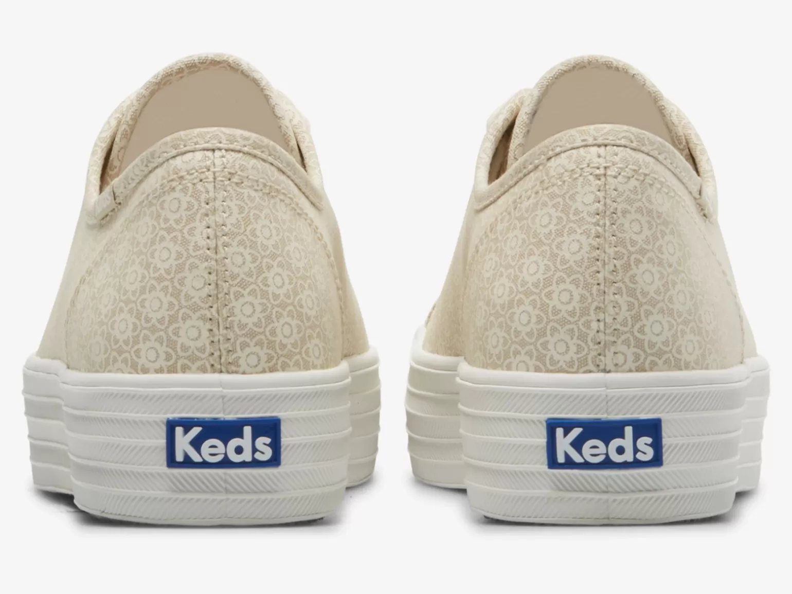 Keds Platforms>Women's Triple Kick Canvas Floral Print Sneaker Tan White