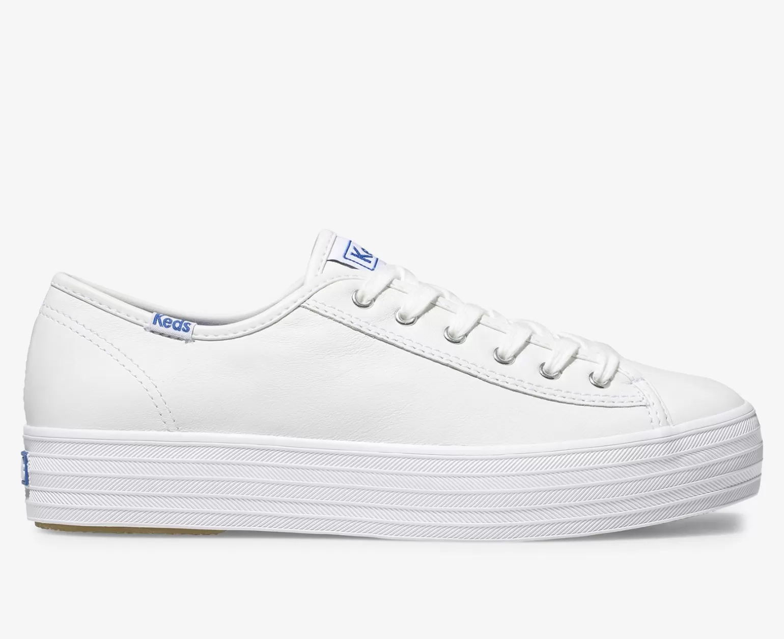 Keds Platforms>Women's Triple Kick Leather Sneaker White