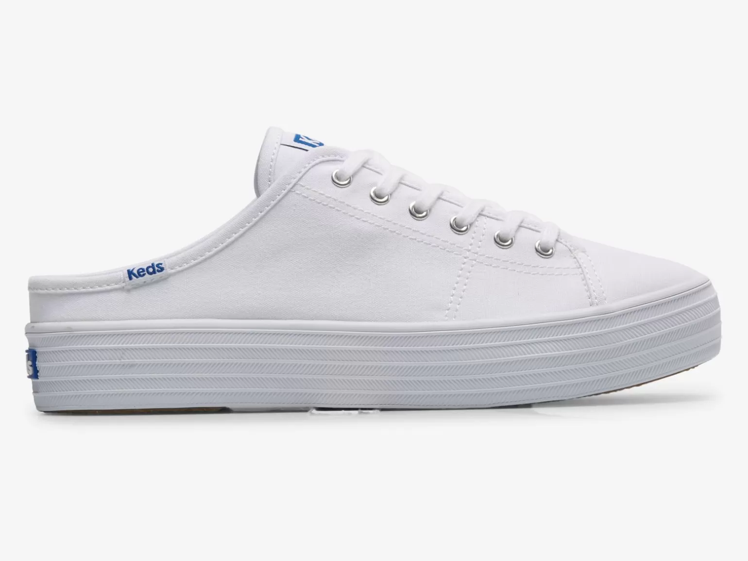 Keds Platforms>Women's Triple Kick Mule Canvas Slip On Sneaker White