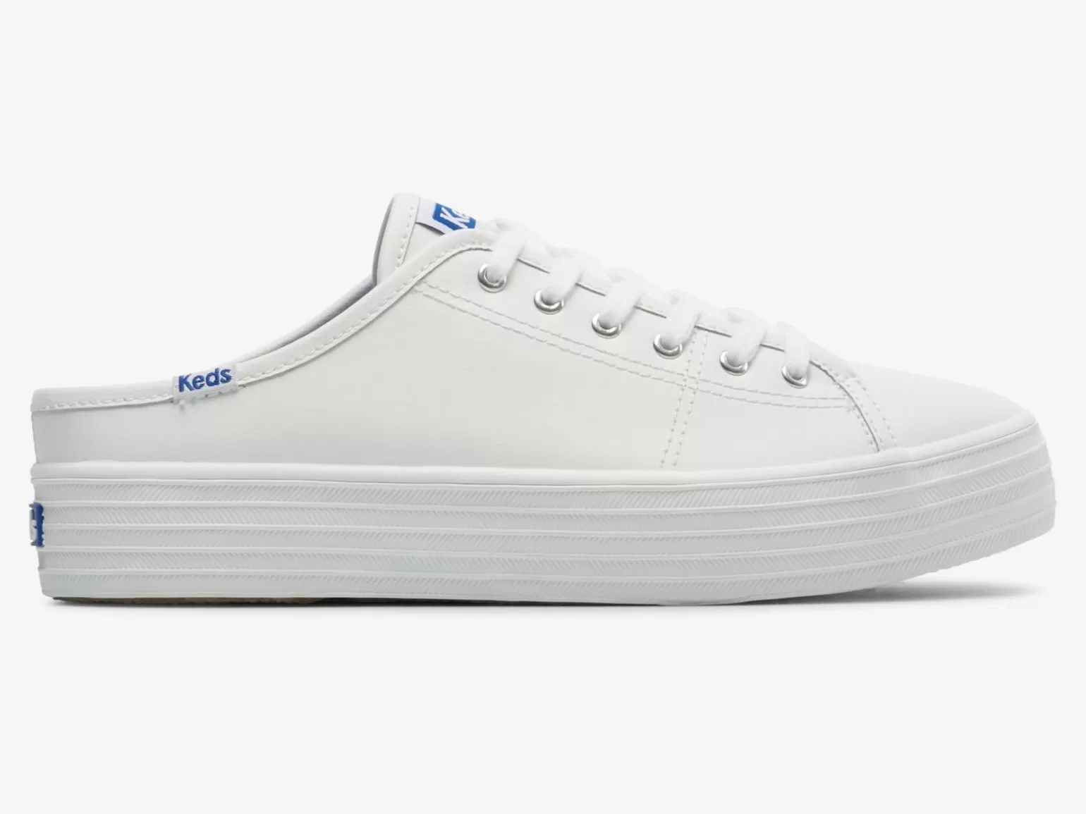 Keds Platforms>Women's Triple Kick Mule Leather Slip On Sneaker White