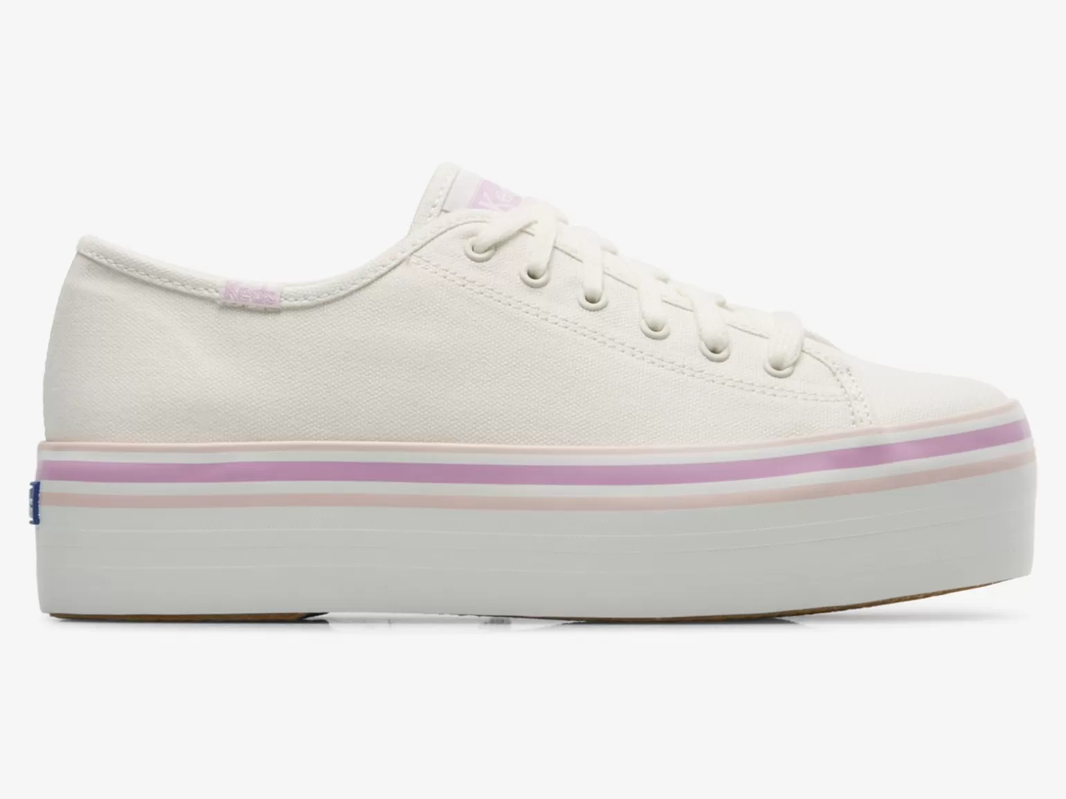 Keds Platforms>Women's Triple Up Canvas Foxing Stripe Sneaker White Lilac