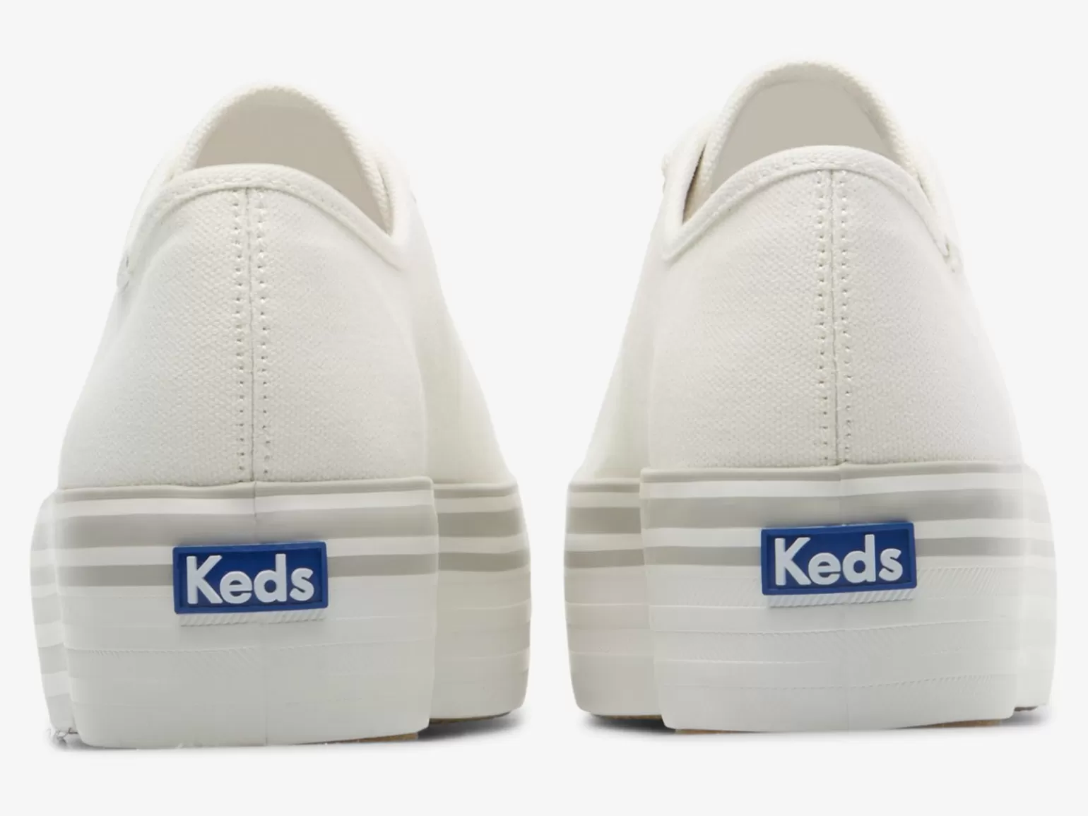 Keds Platforms>Women's Triple Up Canvas Foxing Stripe Sneaker White Grey