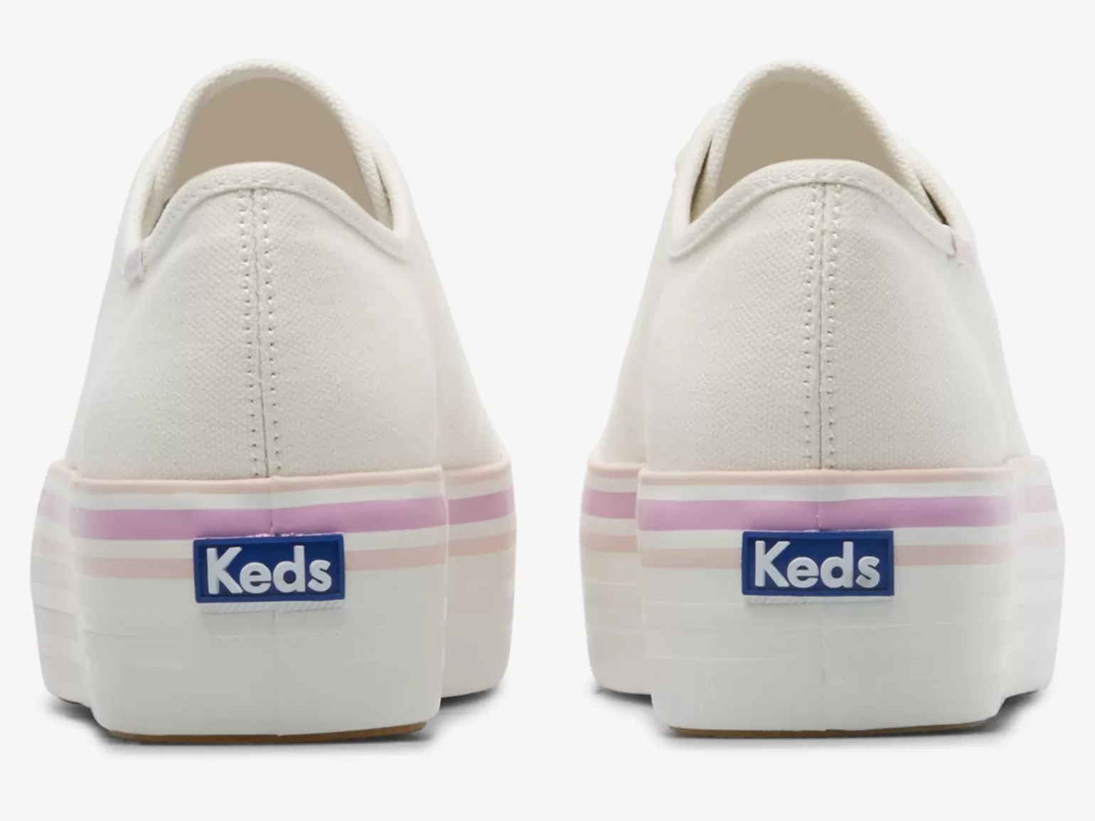 Keds Platforms>Women's Triple Up Canvas Foxing Stripe Sneaker White Lilac