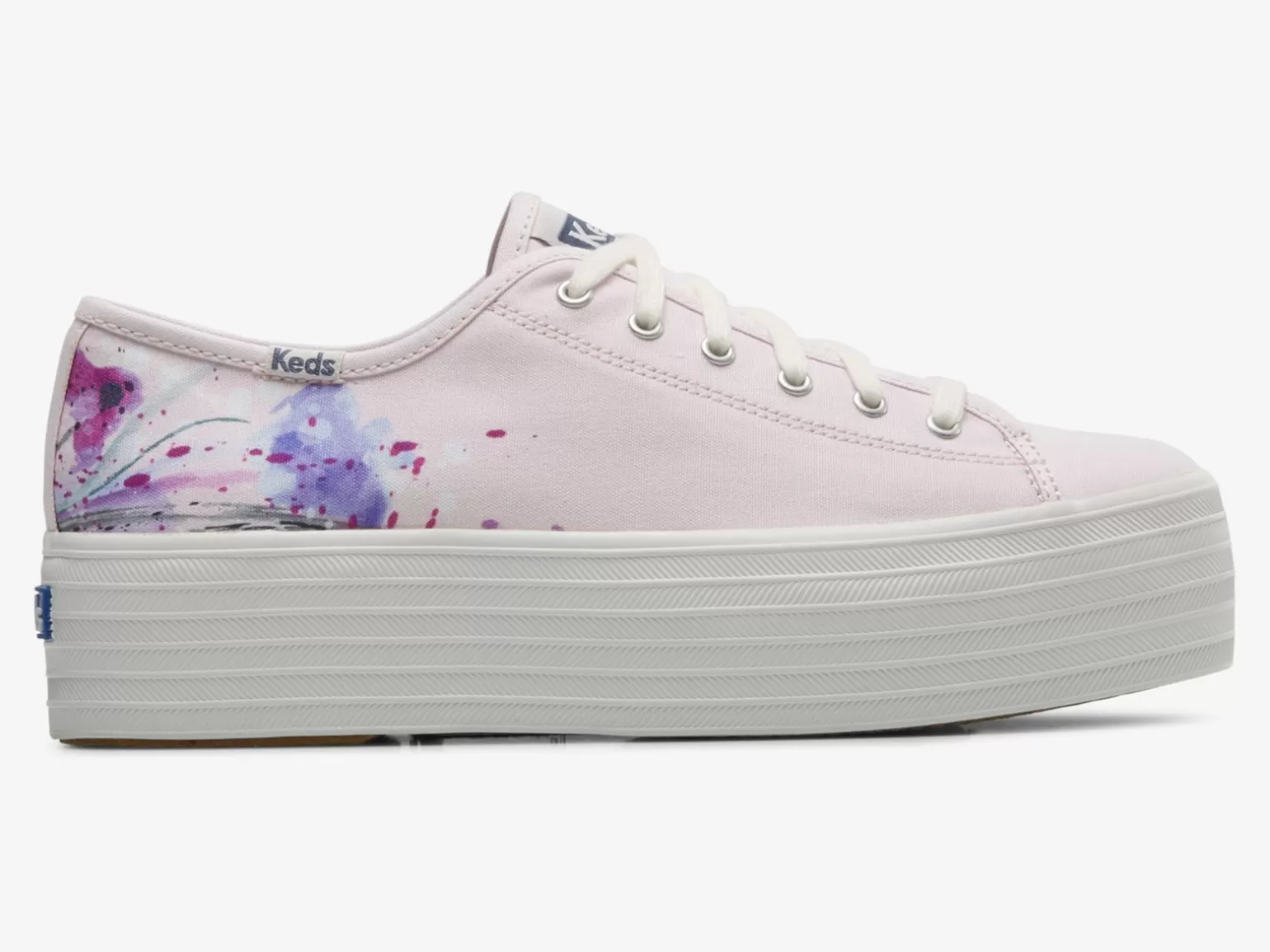 Keds Platforms>Women's Triple Up Canvas Painterly Floral Sneaker Light Pink