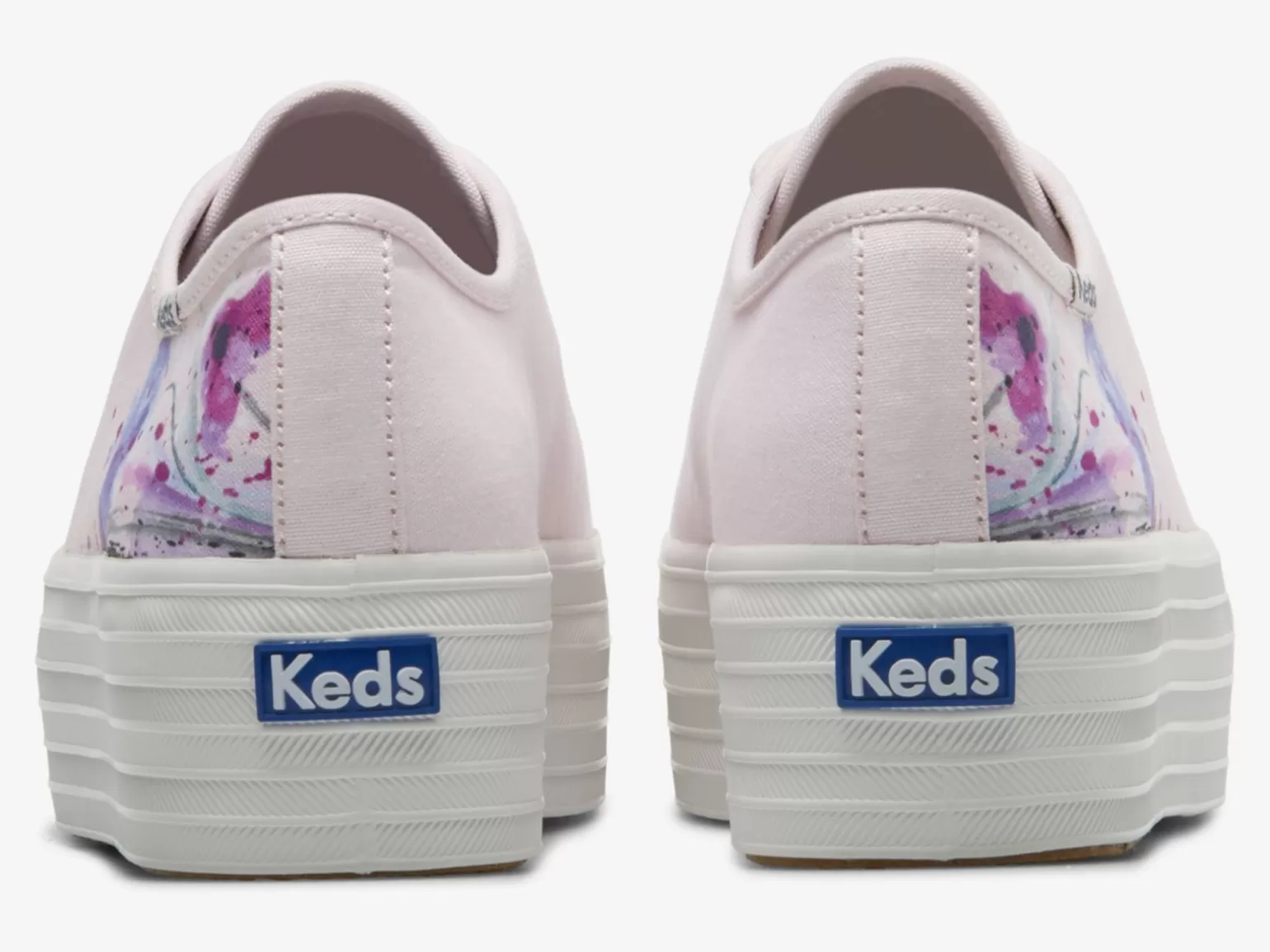 Keds Platforms>Women's Triple Up Canvas Painterly Floral Sneaker Light Pink